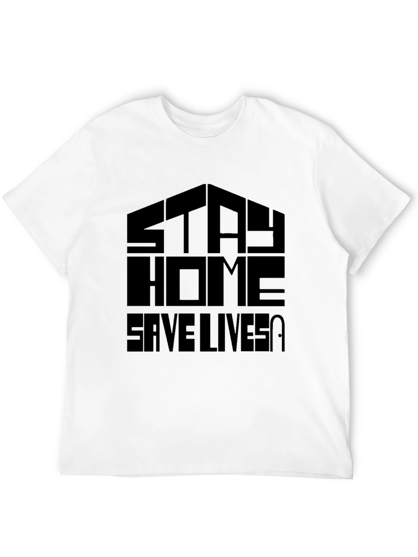 Stay Home Save Lives Black Graphic T-Shirt