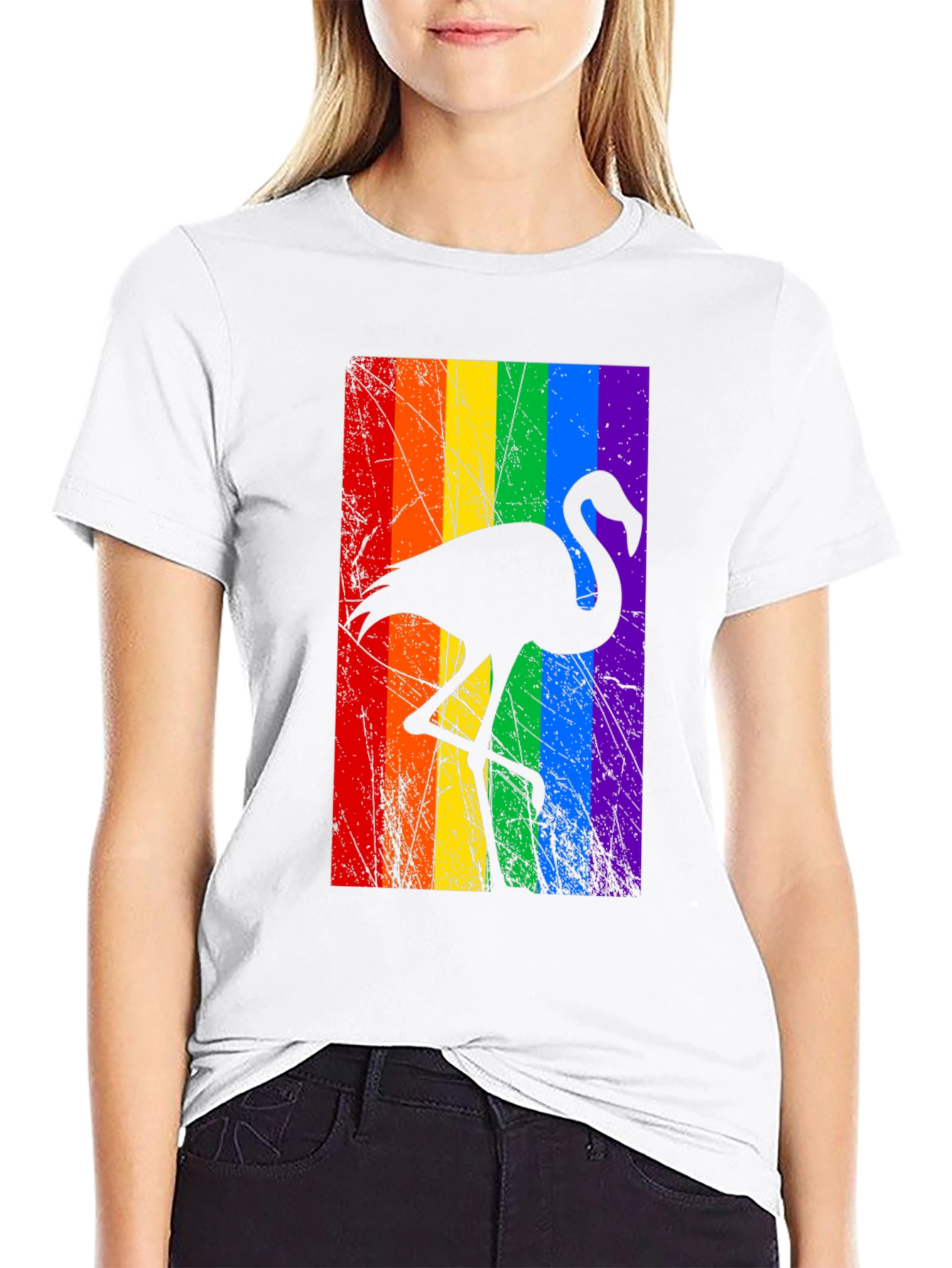 Rainbow Flamingo Graphic Tee - Pride LGBTQ+ Shirt