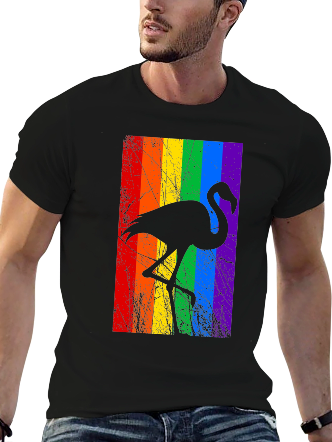 Rainbow Flamingo Graphic Tee - Pride LGBTQ+ Shirt