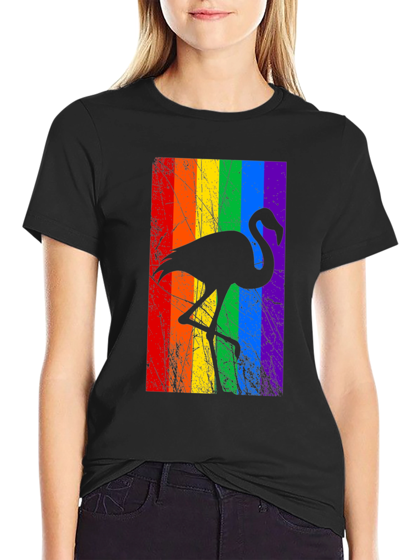 Rainbow Flamingo Graphic Tee - Pride LGBTQ+ Shirt