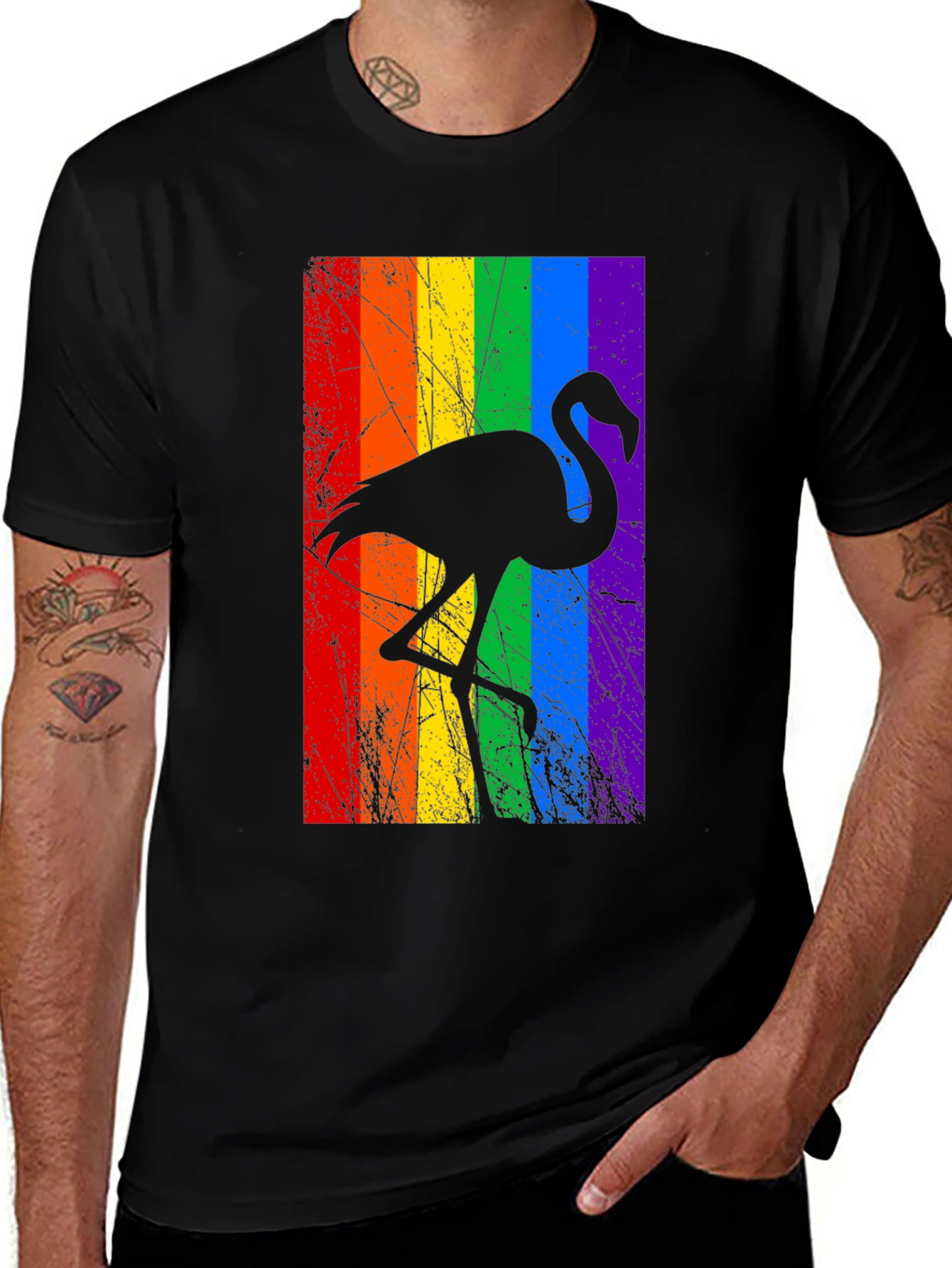 Rainbow Flamingo Graphic Tee - Pride LGBTQ+ Shirt