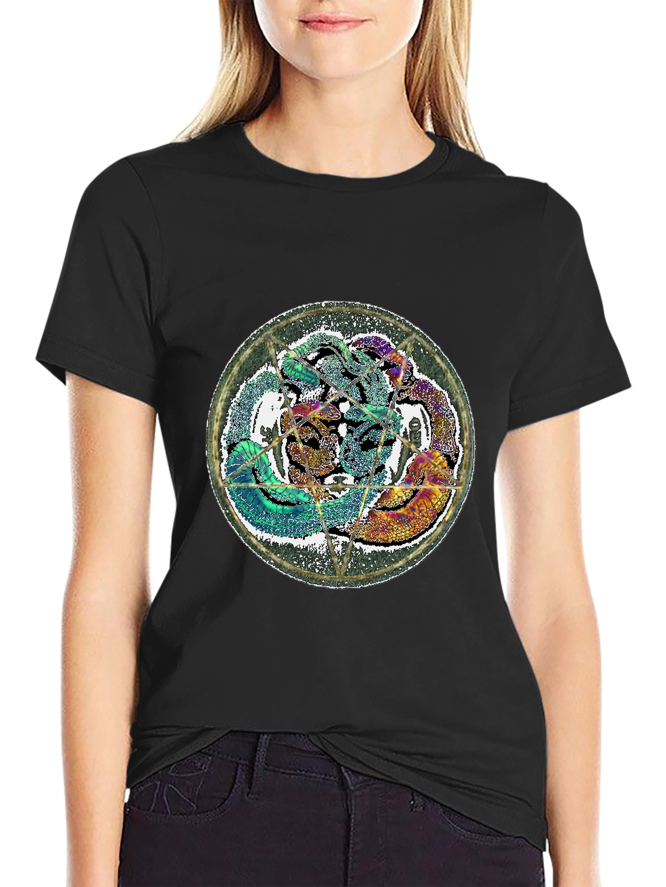 Mystic Snake Graphic Tee - Black Cotton