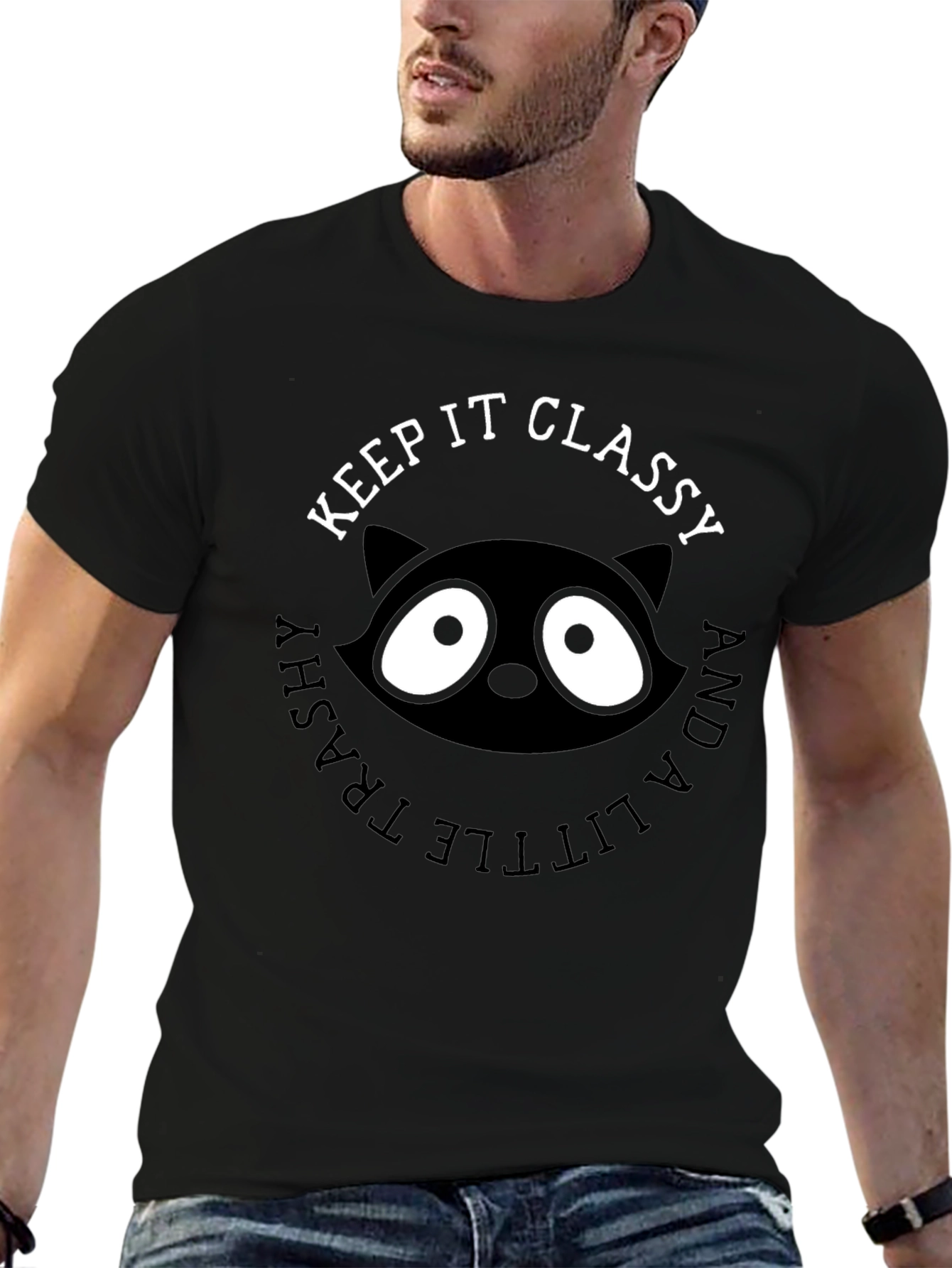 Keep It Classy Raccoon Graphic T-Shirt