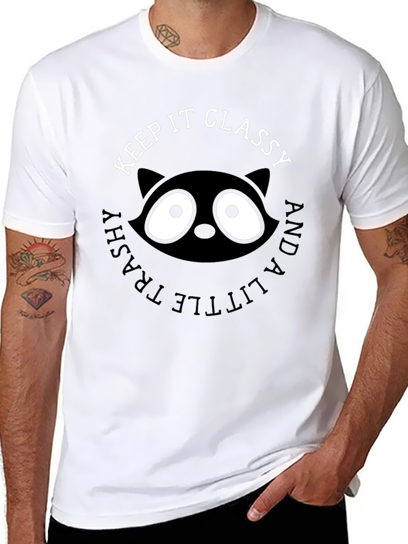Keep It Classy Raccoon Graphic T-Shirt
