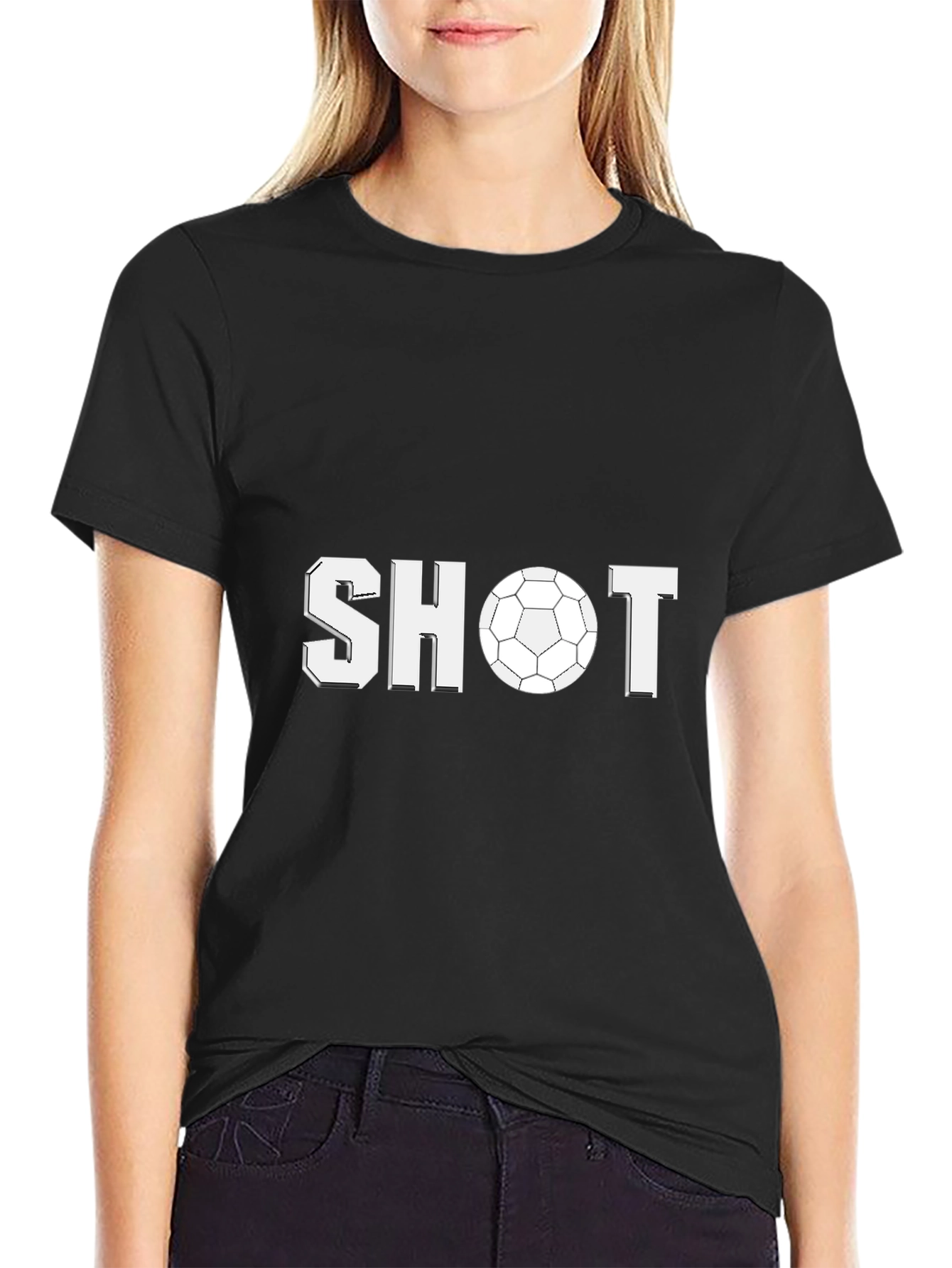 Soccer Shot Graphic Tee - Black Cotton T-Shirt