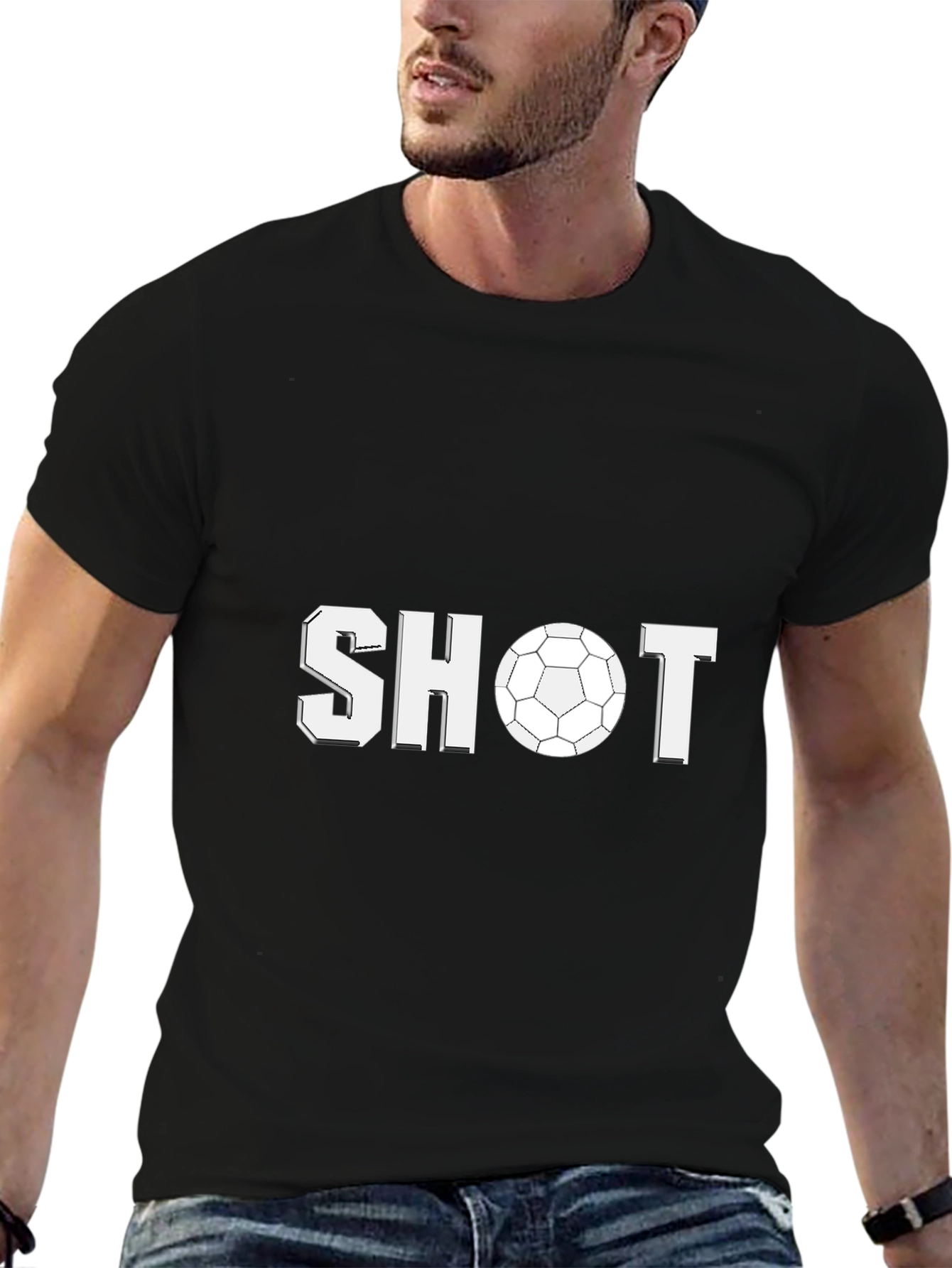 Soccer Shot Graphic Tee - Black Cotton T-Shirt