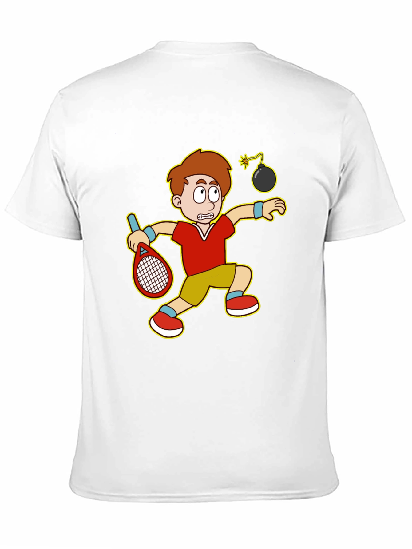 Funny Tennis Player Cartoon Graphic T-Shirt