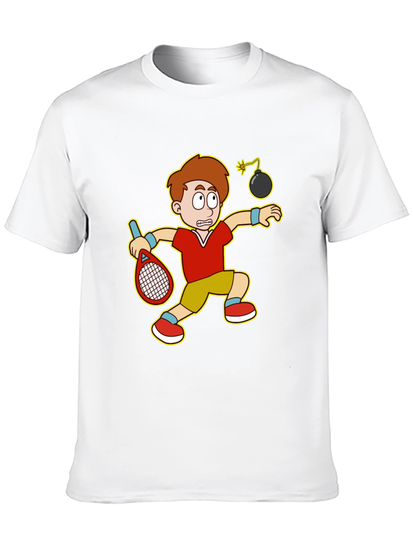Funny Tennis Player Cartoon Graphic T-Shirt