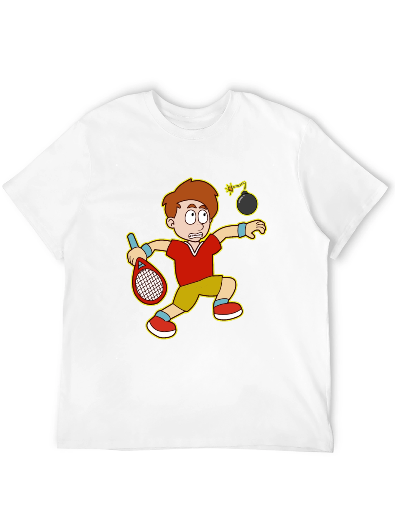Funny Tennis Player Cartoon Graphic T-Shirt