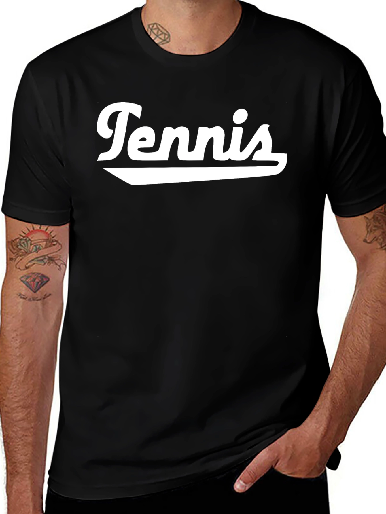 Tennis Graphic Tee - Casual Black T-Shirt