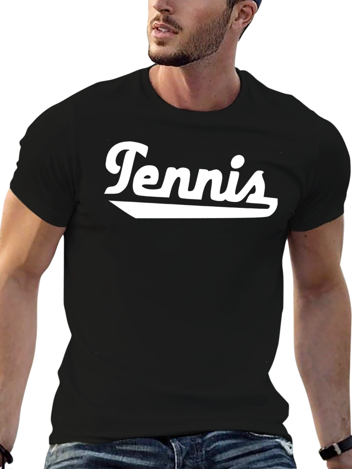 Tennis Graphic Tee - Casual Black T-Shirt