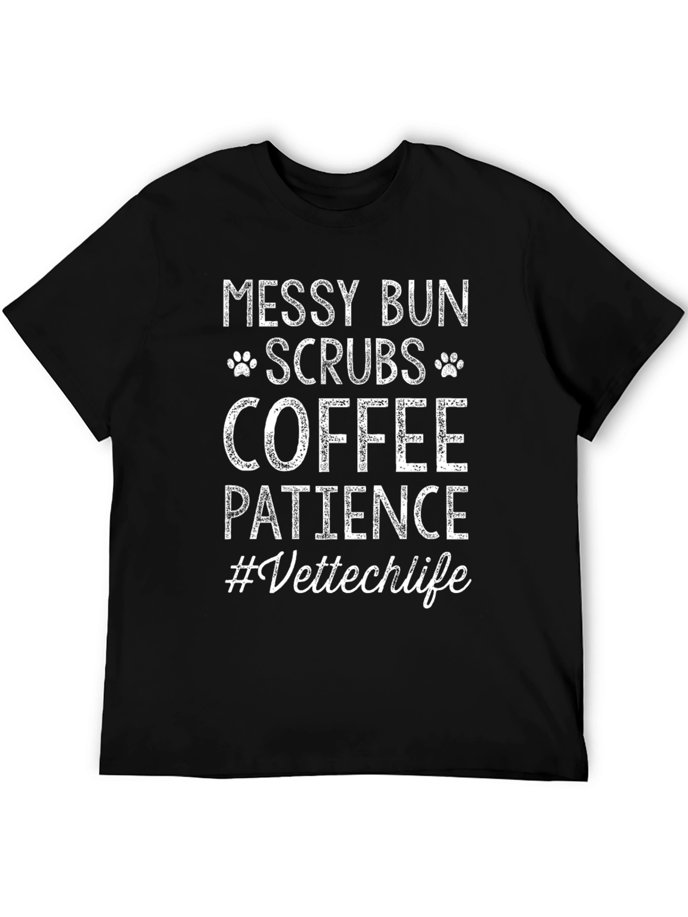 Messy Bun Scrubs Coffee Vettech Life T-Shirt