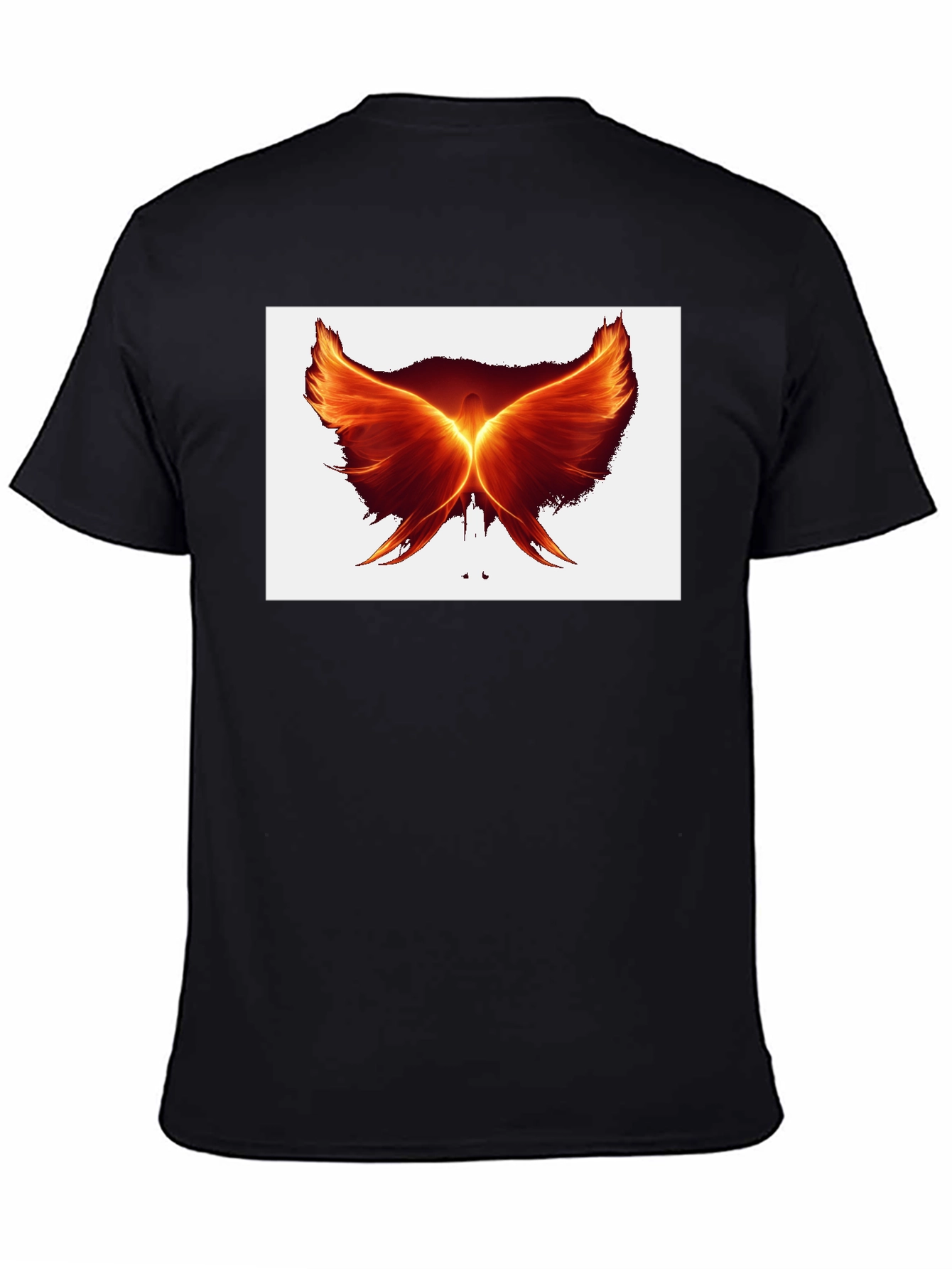 Fiery Phoenix Wings Graphic Black T-Shirt
