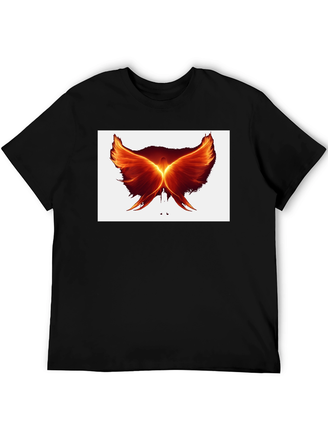 Fiery Phoenix Wings Graphic Black T-Shirt