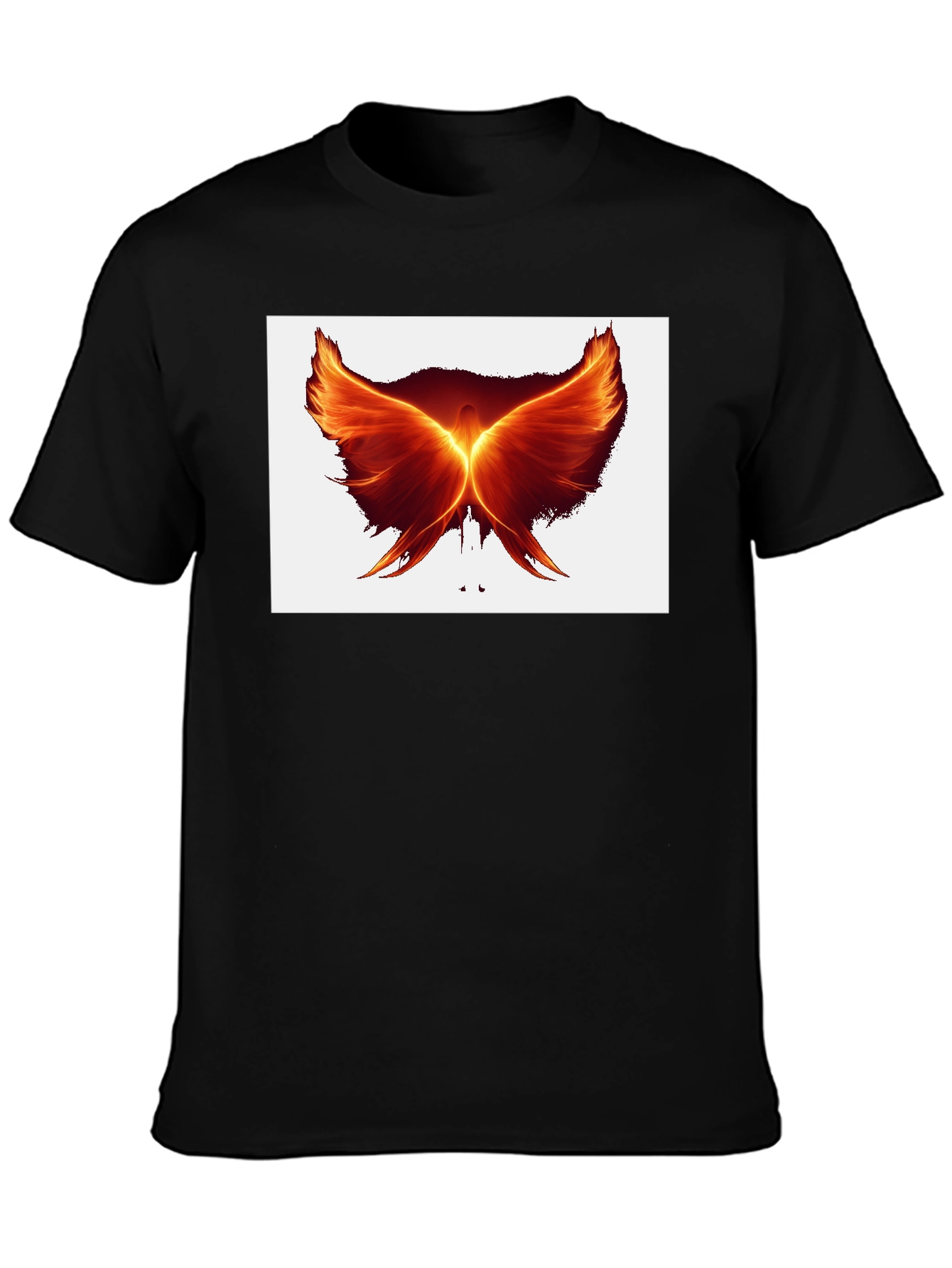 Fiery Phoenix Wings Graphic Black T-Shirt