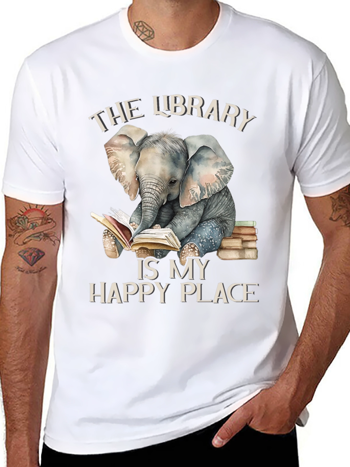 Library Elephant T-Shirt - Book Lovers Tee