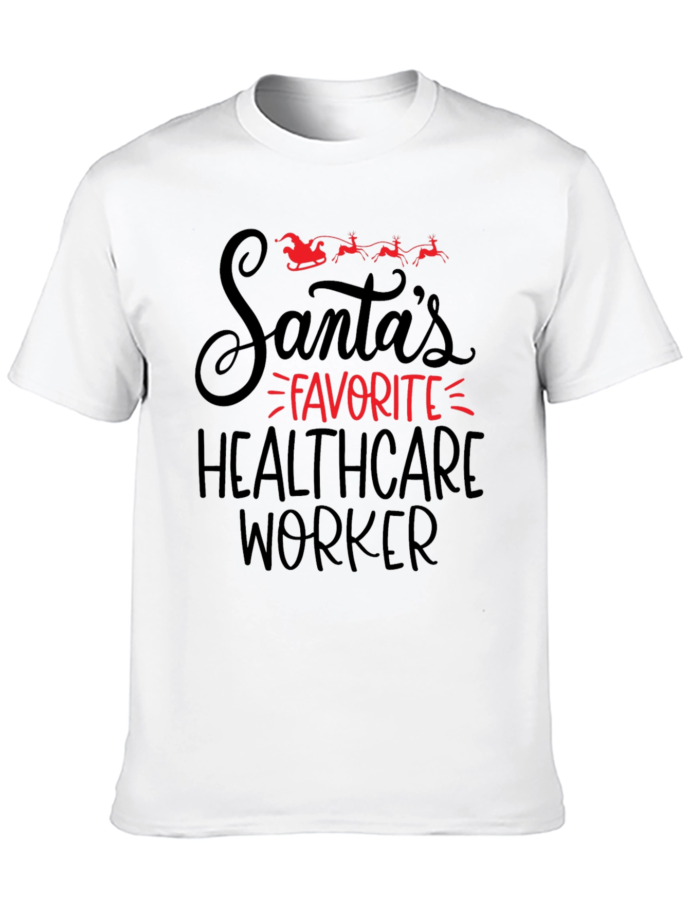 Santas Favorite Healthcare Worker Black T-Shirt