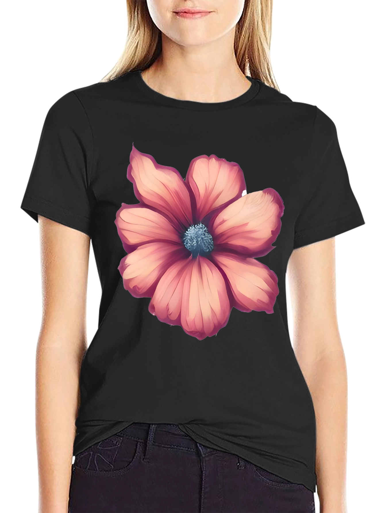 Floral Graphic Tee - Stylish Mens Black T-Shirt