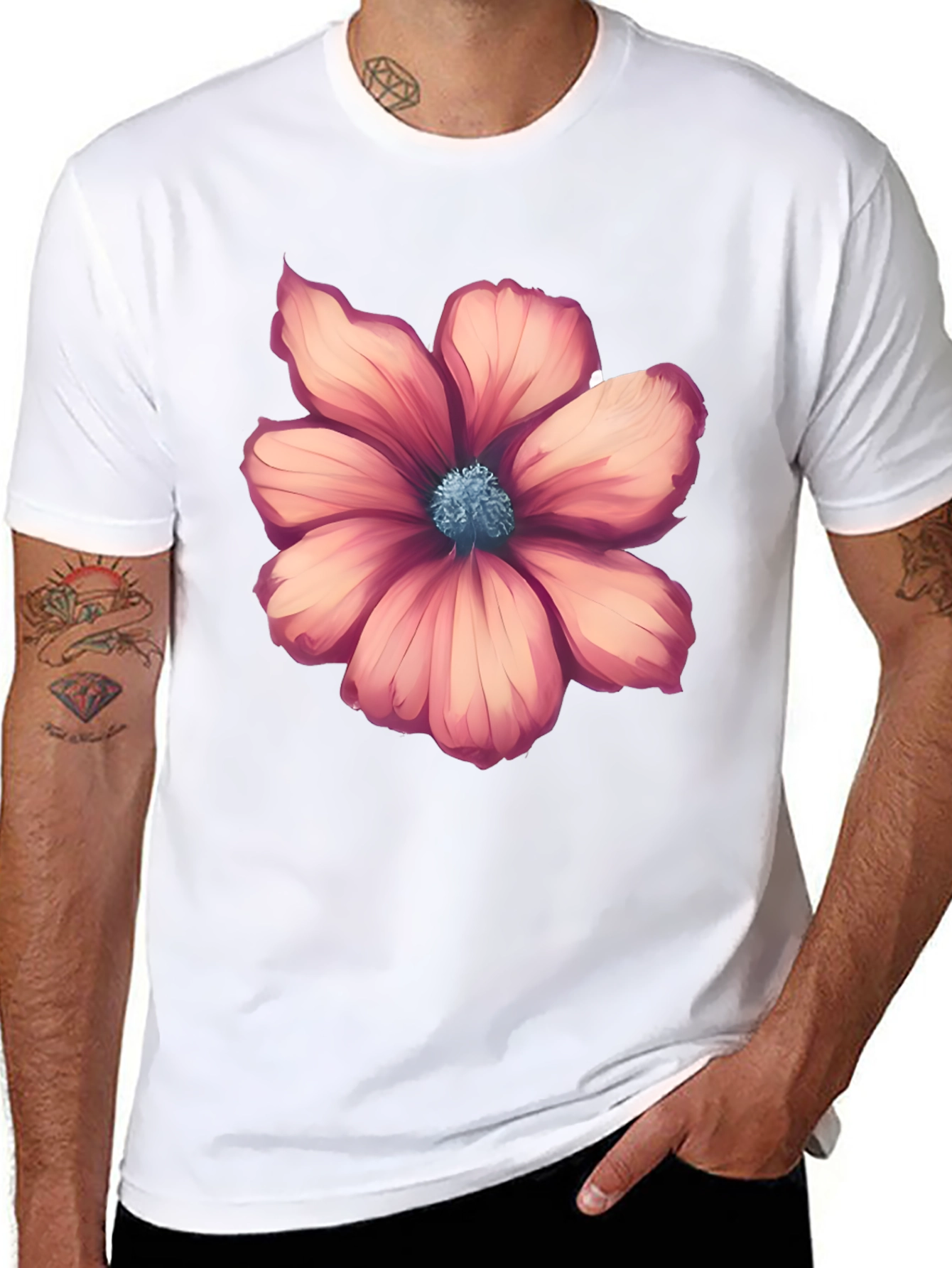 Floral Graphic Tee - Stylish Mens Black T-Shirt