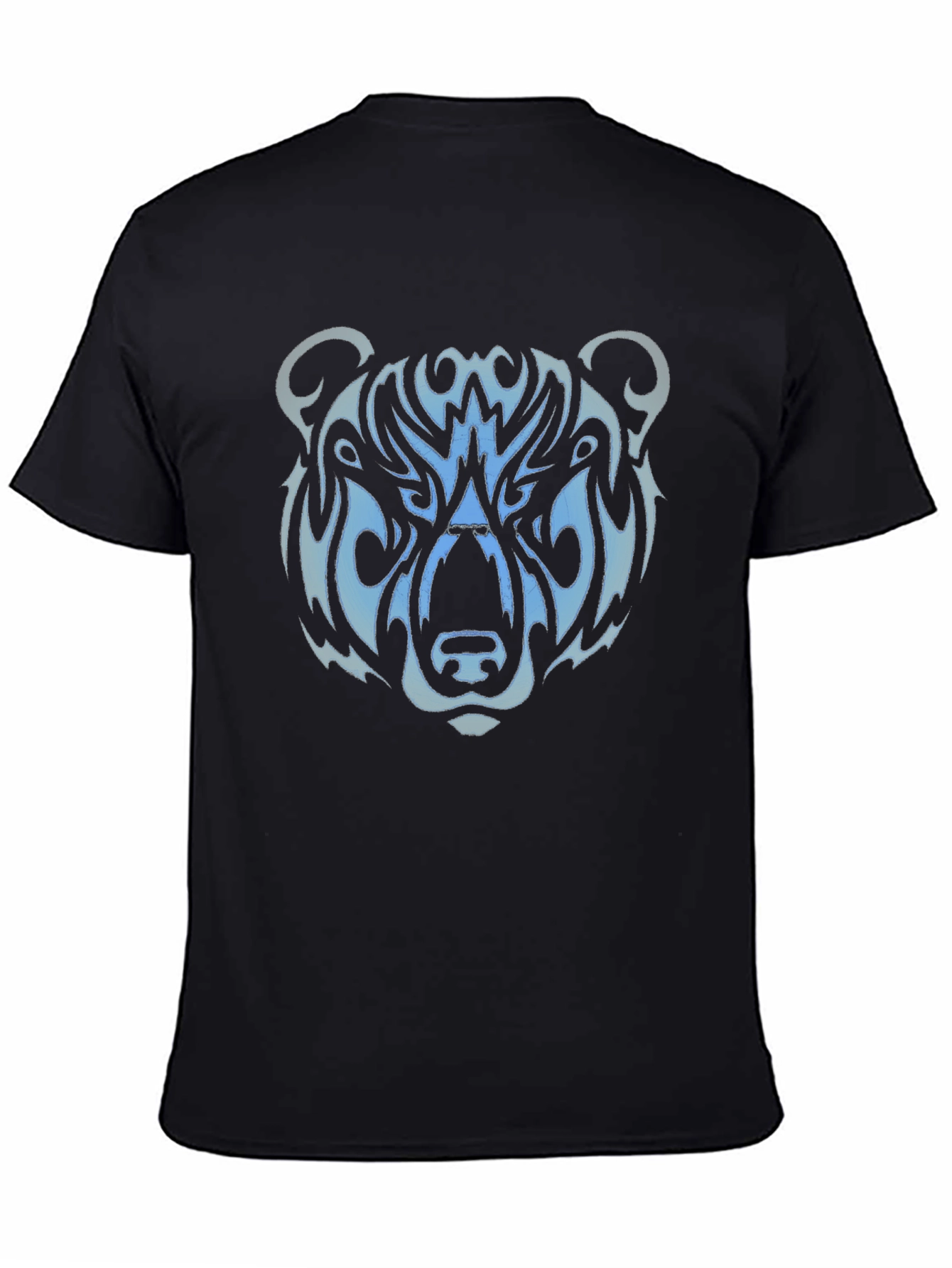 Tribal Bear Head Graphic Tee - Black