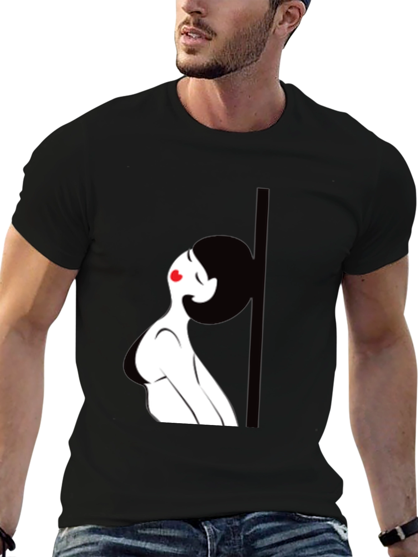 Black Graphic Tee - Pole Dancing Silhouette