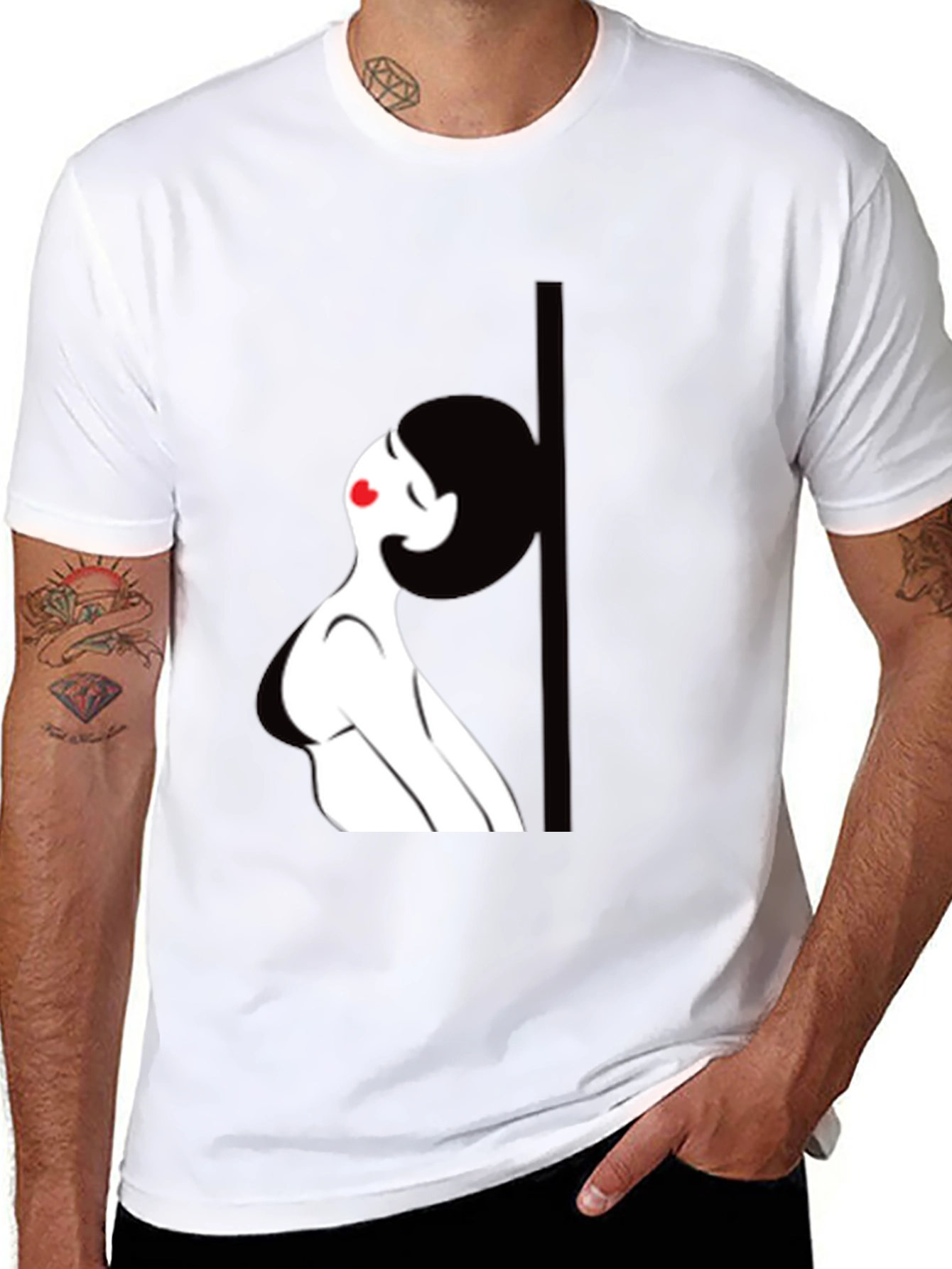 Black Graphic Tee - Pole Dancing Silhouette