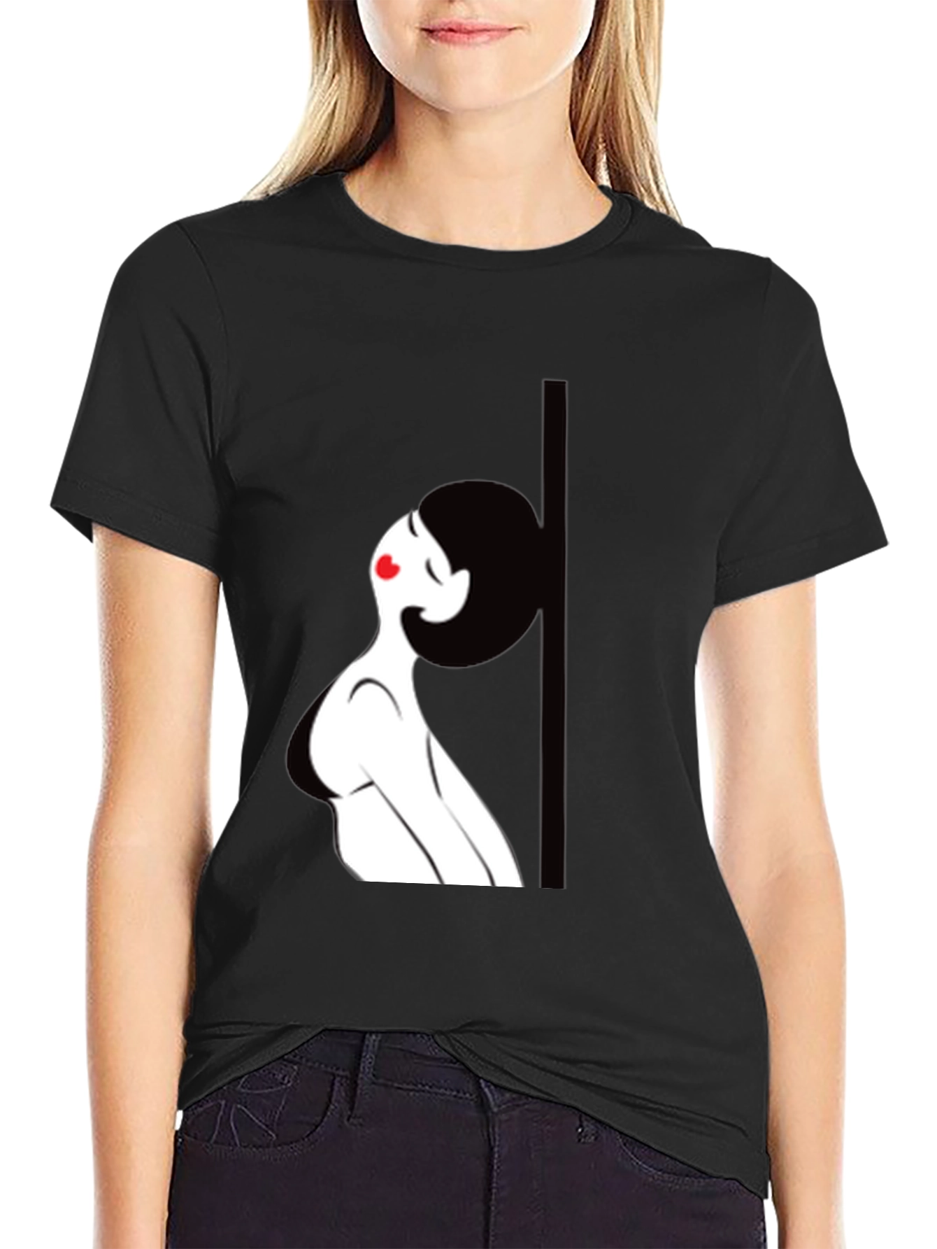 Black Graphic Tee - Pole Dancing Silhouette