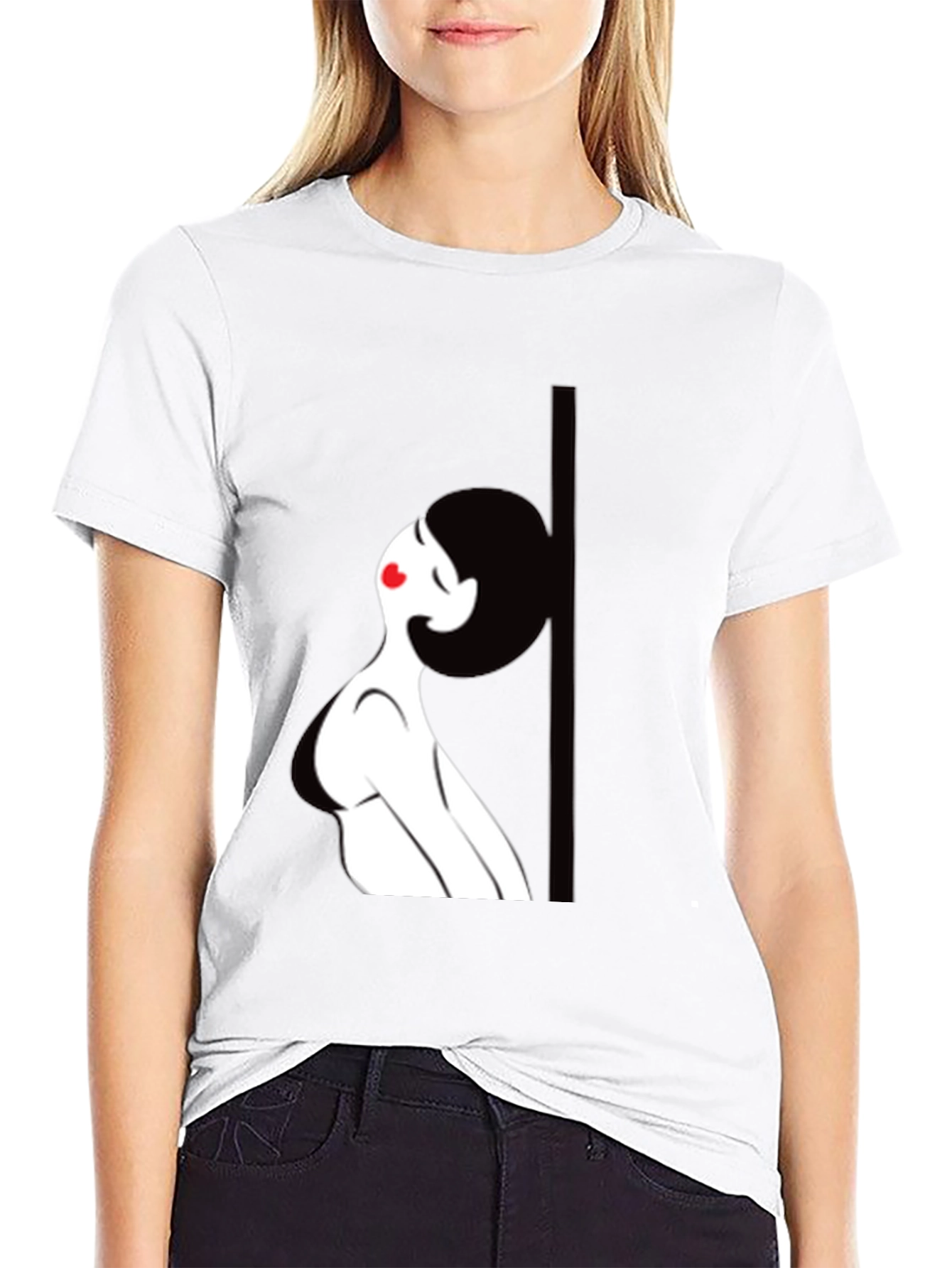 Black Graphic Tee - Pole Dancing Silhouette