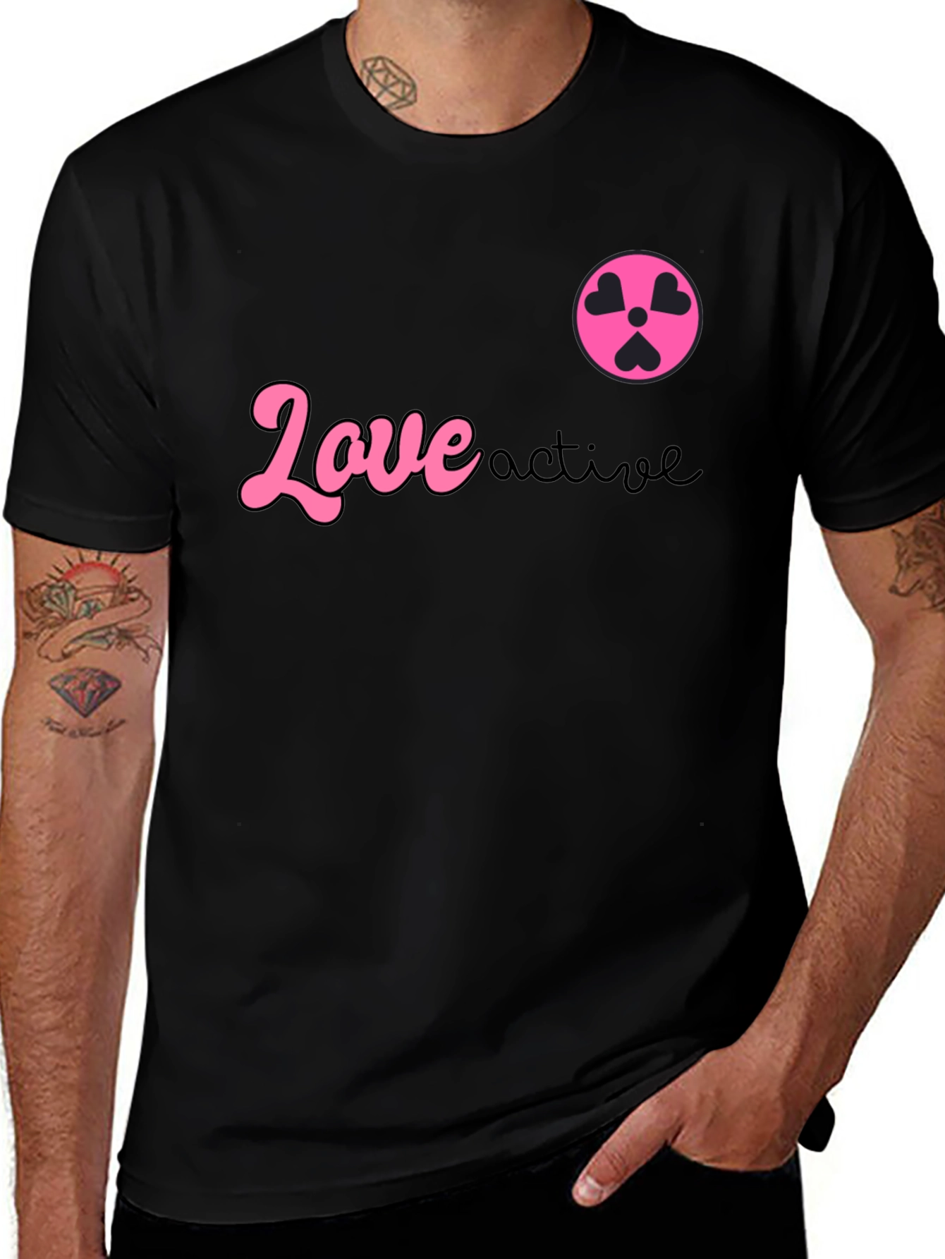 Love Active Graphic Tee - Black Cotton T-Shirt