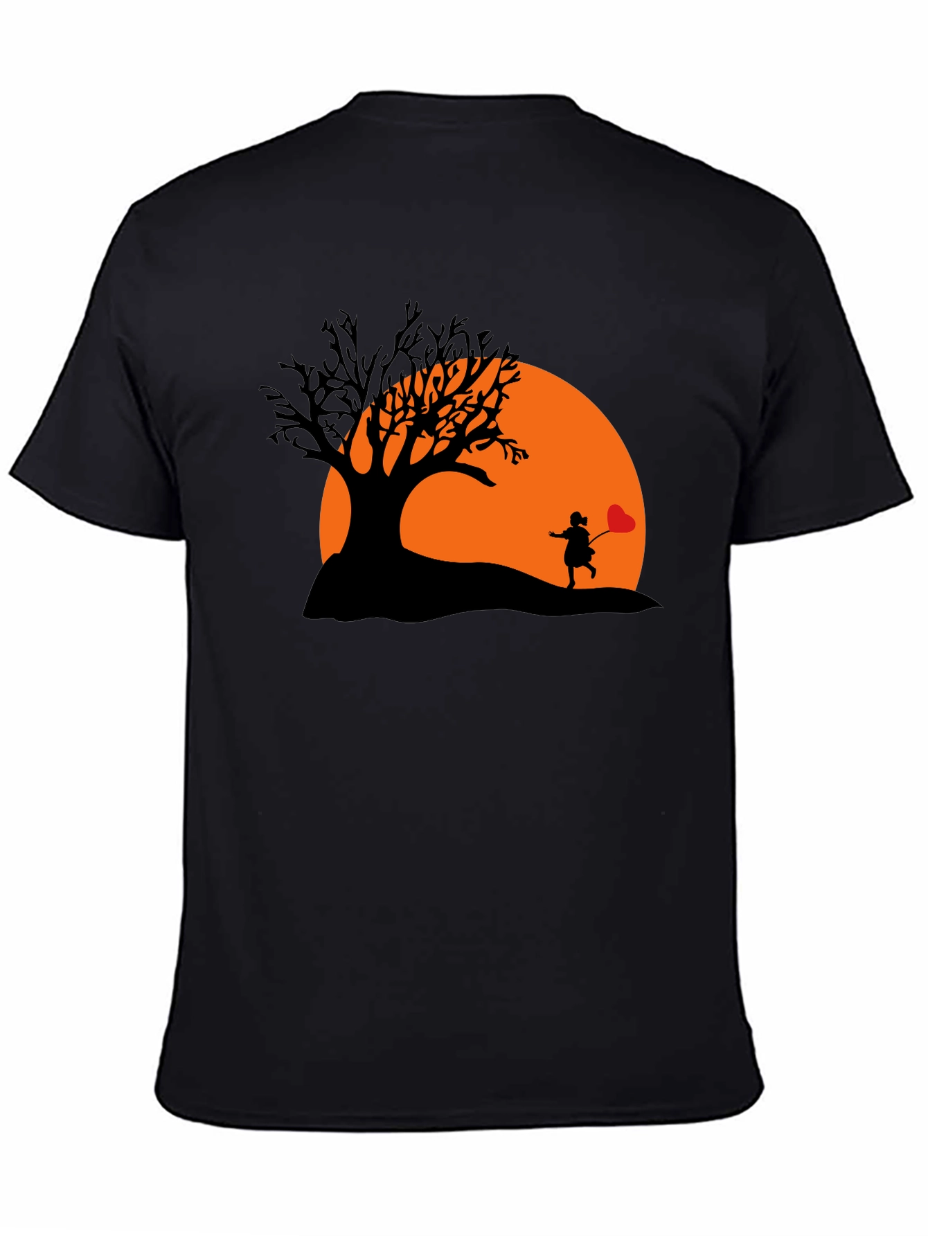 Silhouette Heart Balloon Black T-Shirt