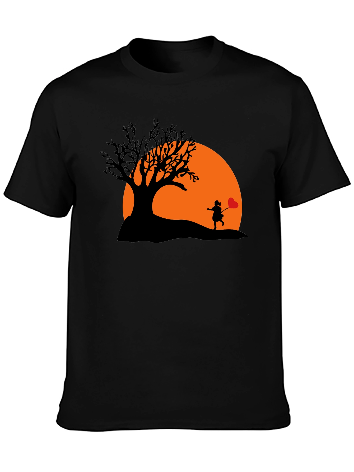 Silhouette Heart Balloon Black T-Shirt