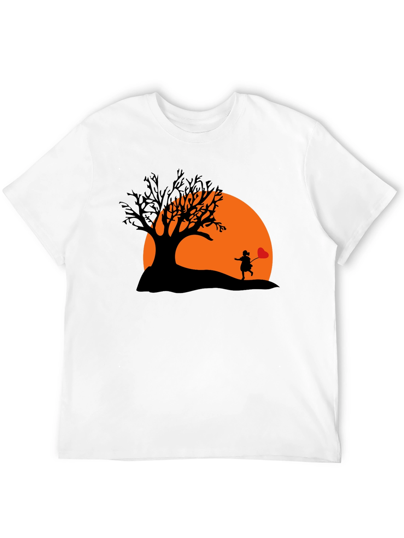 Silhouette Heart Balloon Black T-Shirt