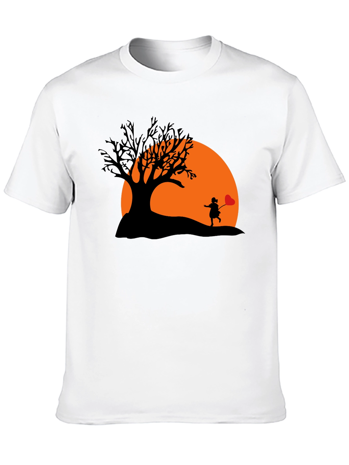 Silhouette Heart Balloon Black T-Shirt
