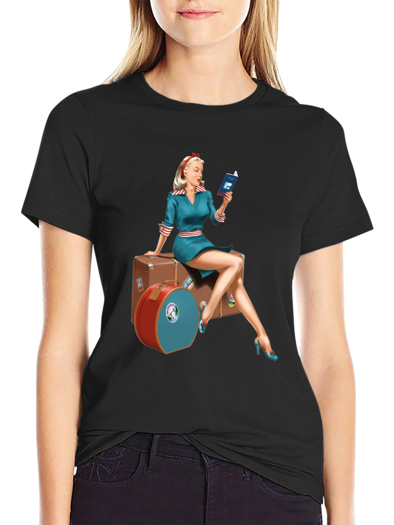 Retro Travel Pinup Tee - Classic Style