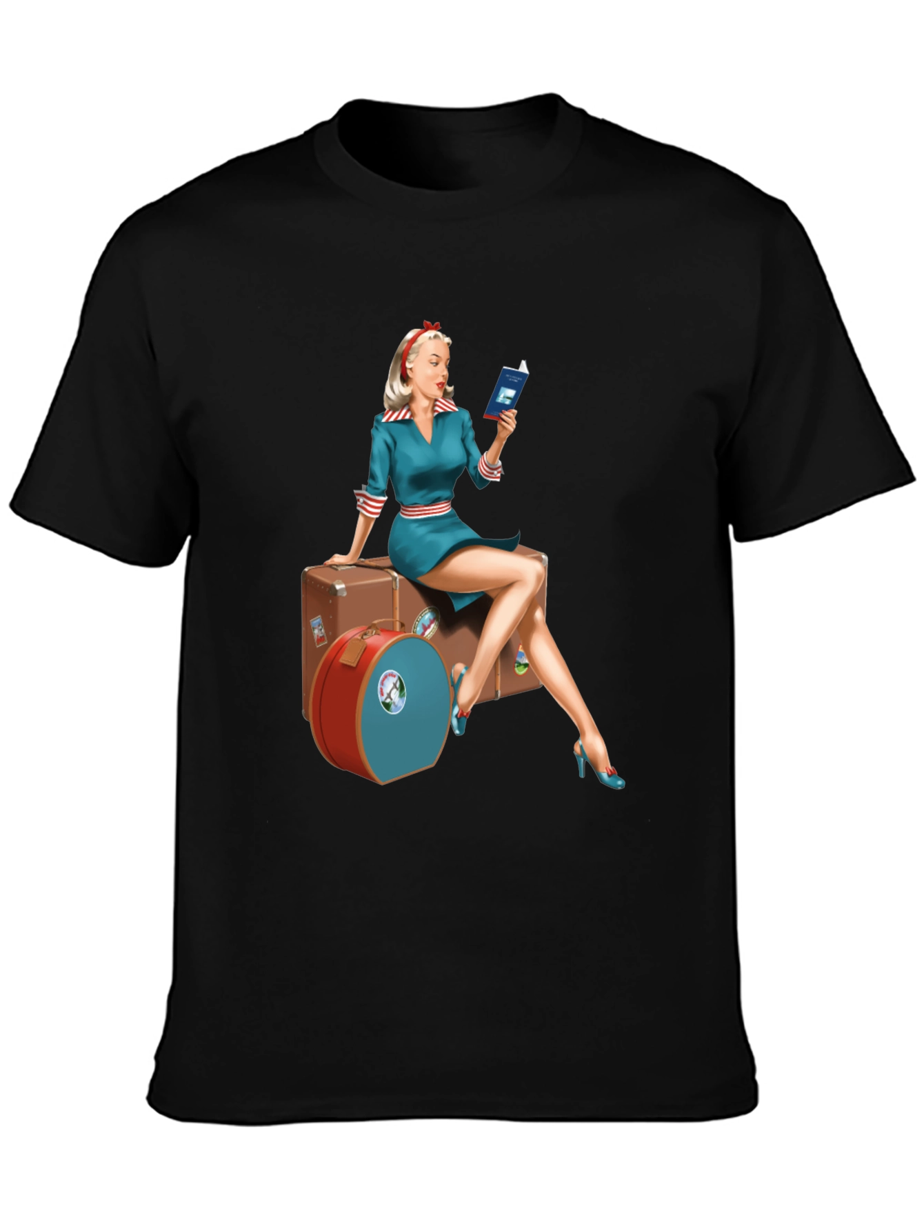 Retro Travel Pinup Tee - Classic Style