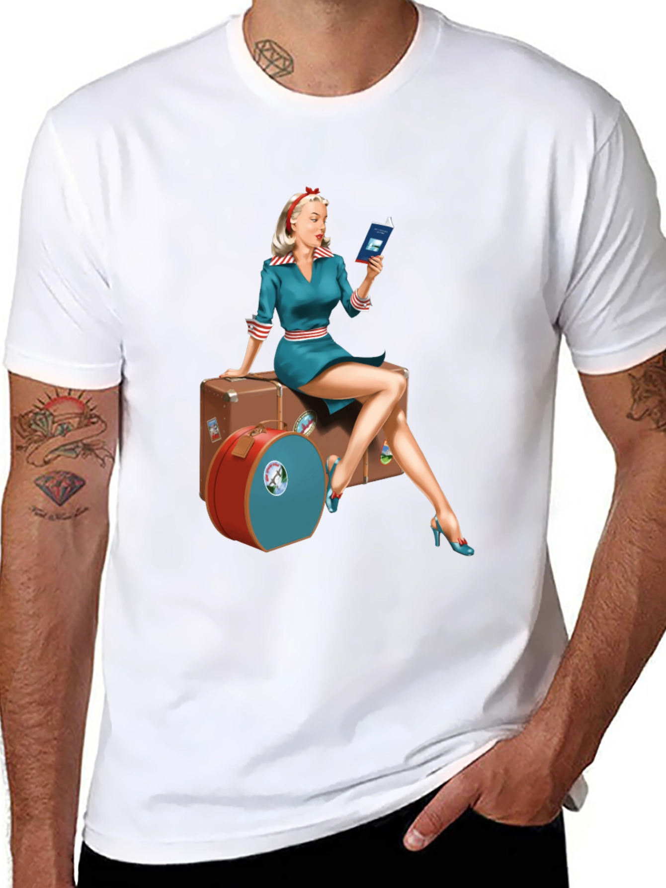 Retro Travel Pinup Tee - Classic Style