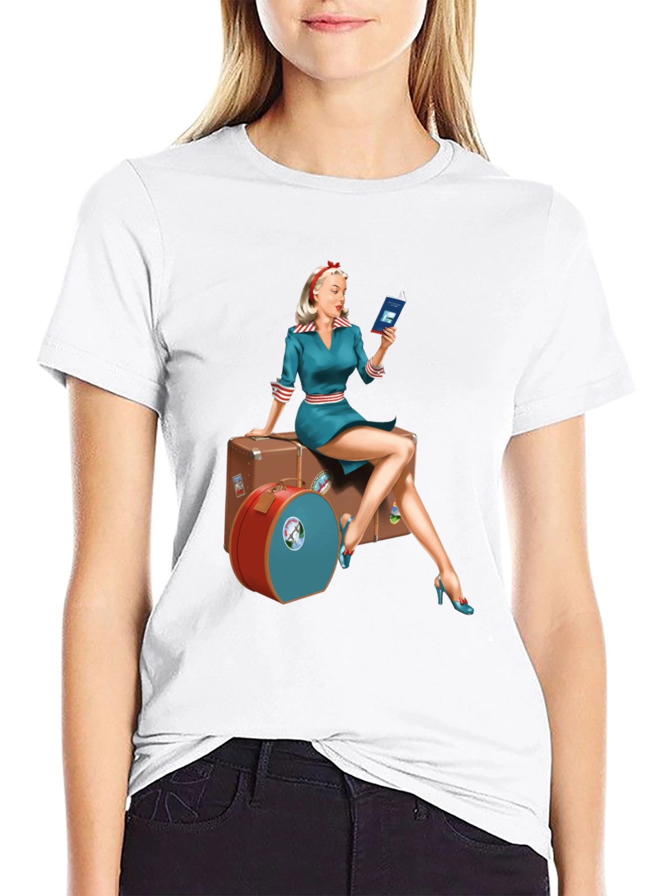 Retro Travel Pinup Tee - Classic Style