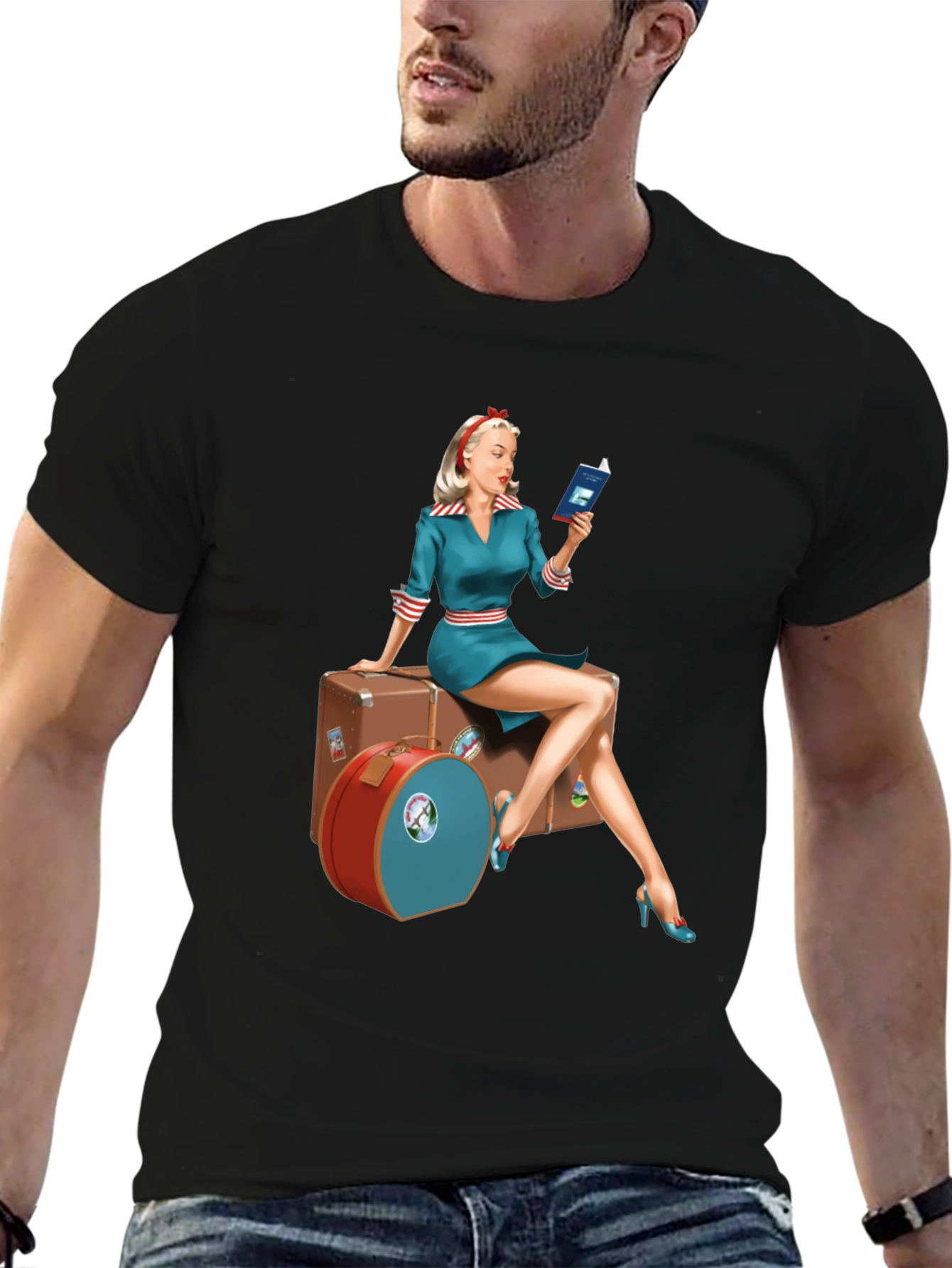 Retro Travel Pinup Tee - Classic Style