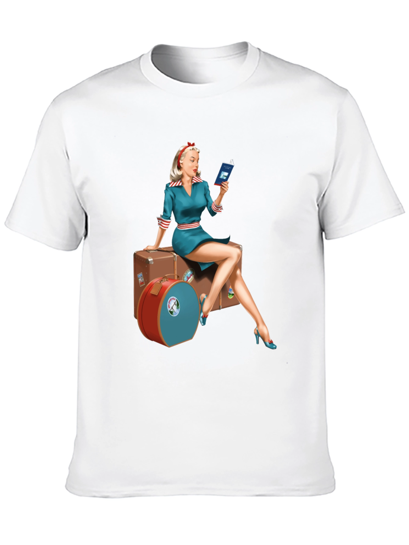 Retro Travel Pinup Tee - Classic Style