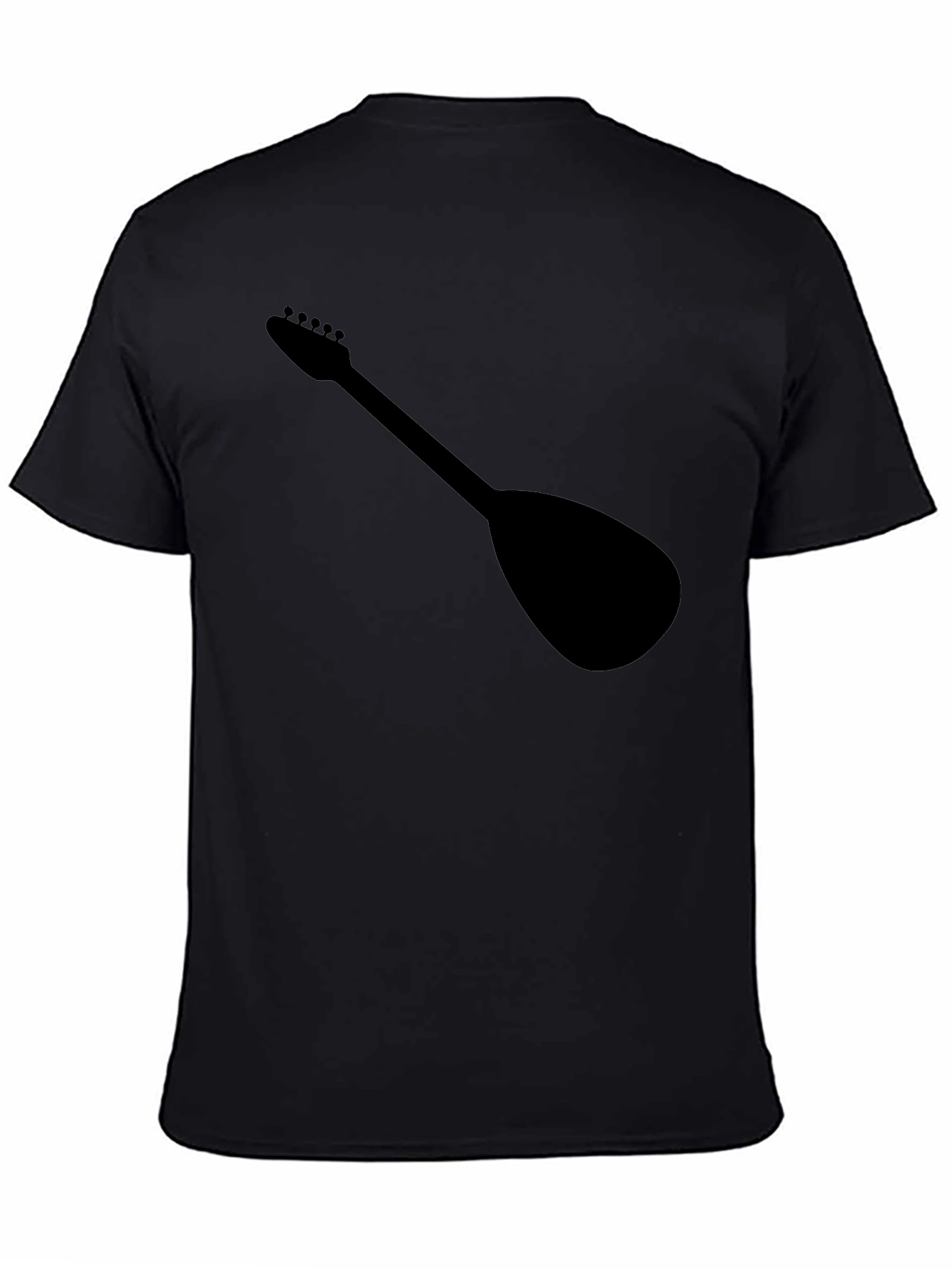 Black T-Shirt with Guitar Silhouette Graphic