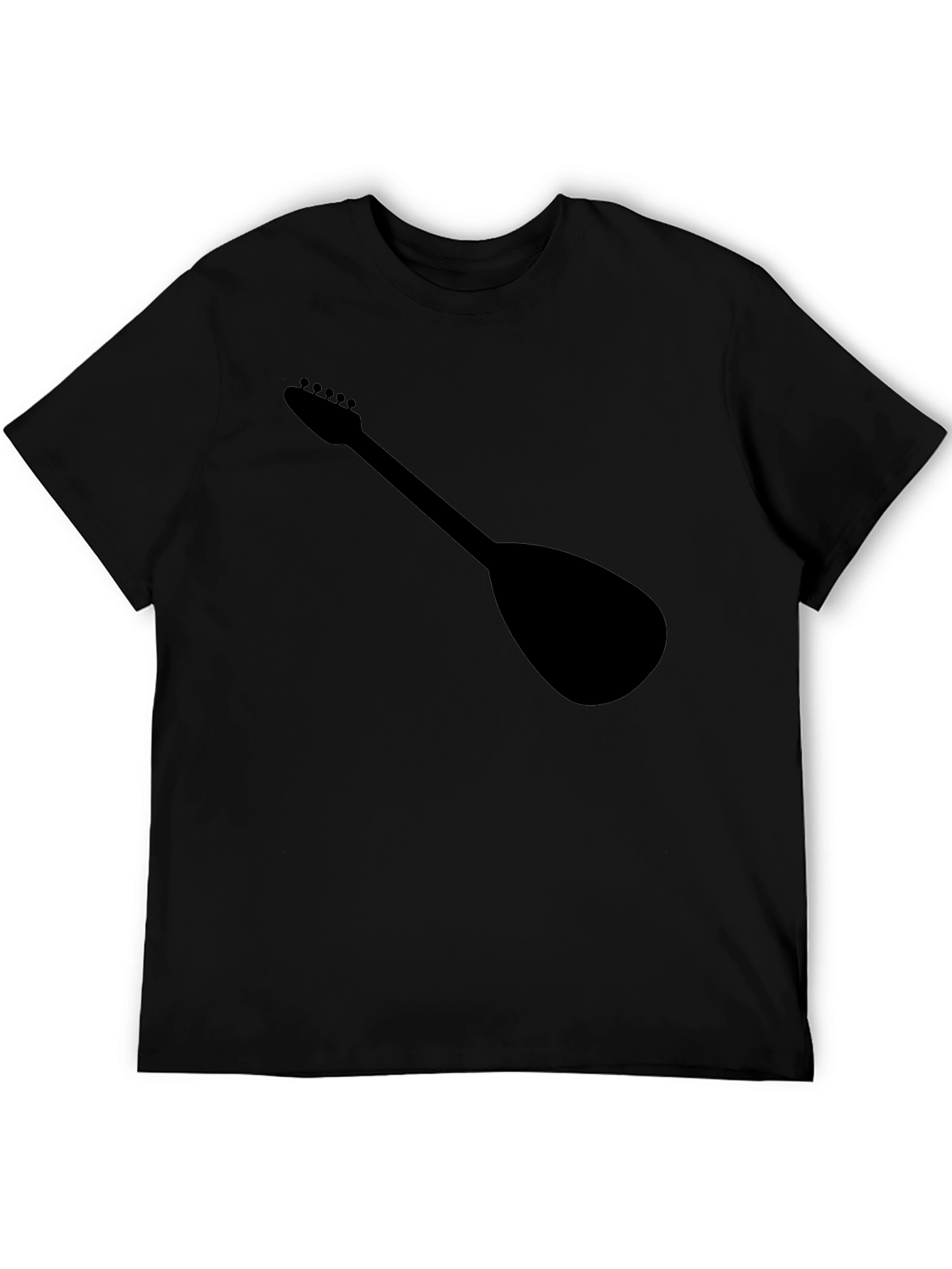 Black T-Shirt with Guitar Silhouette Graphic