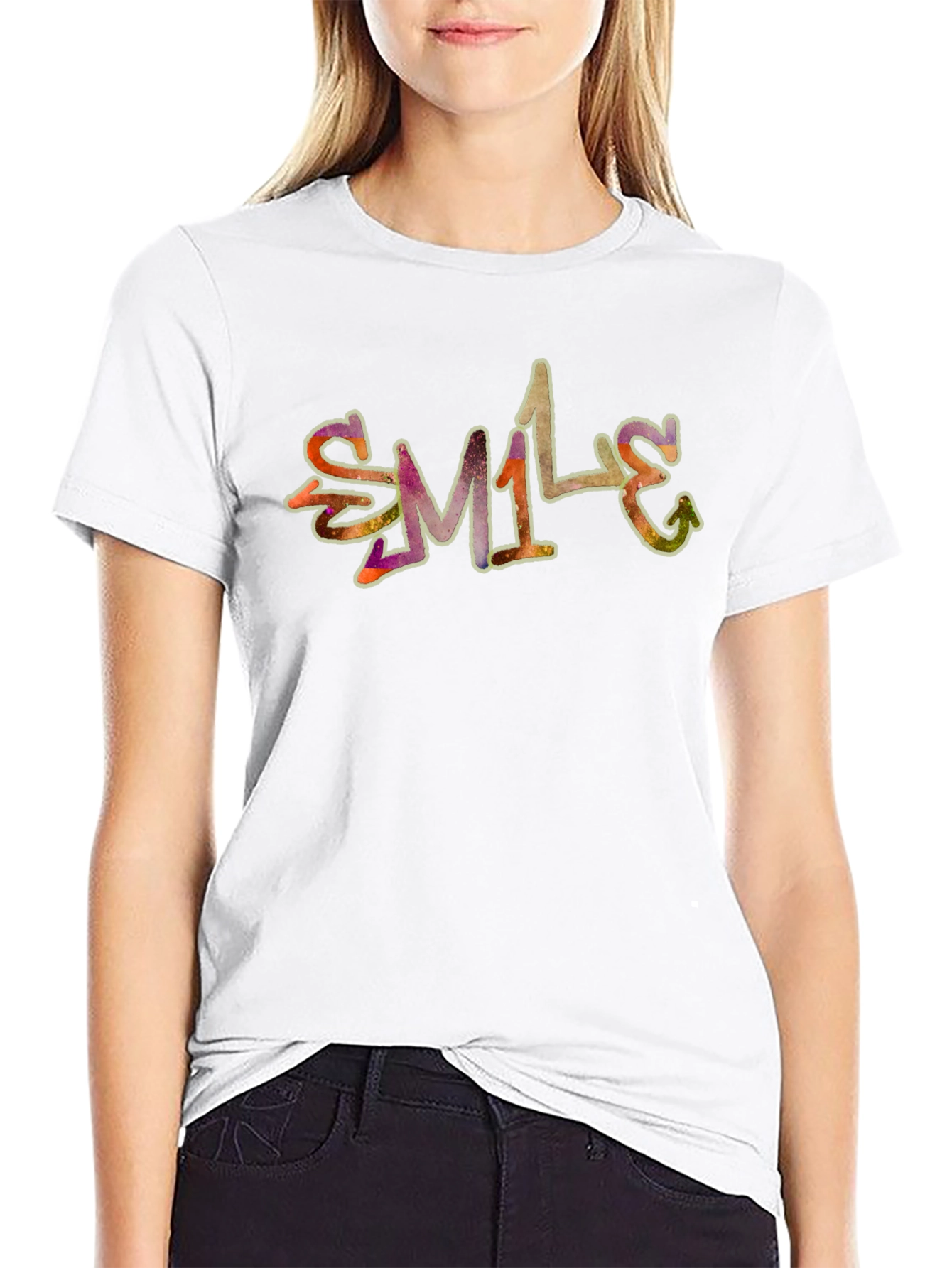 Smile Graphic Black T-Shirt - Casual Style