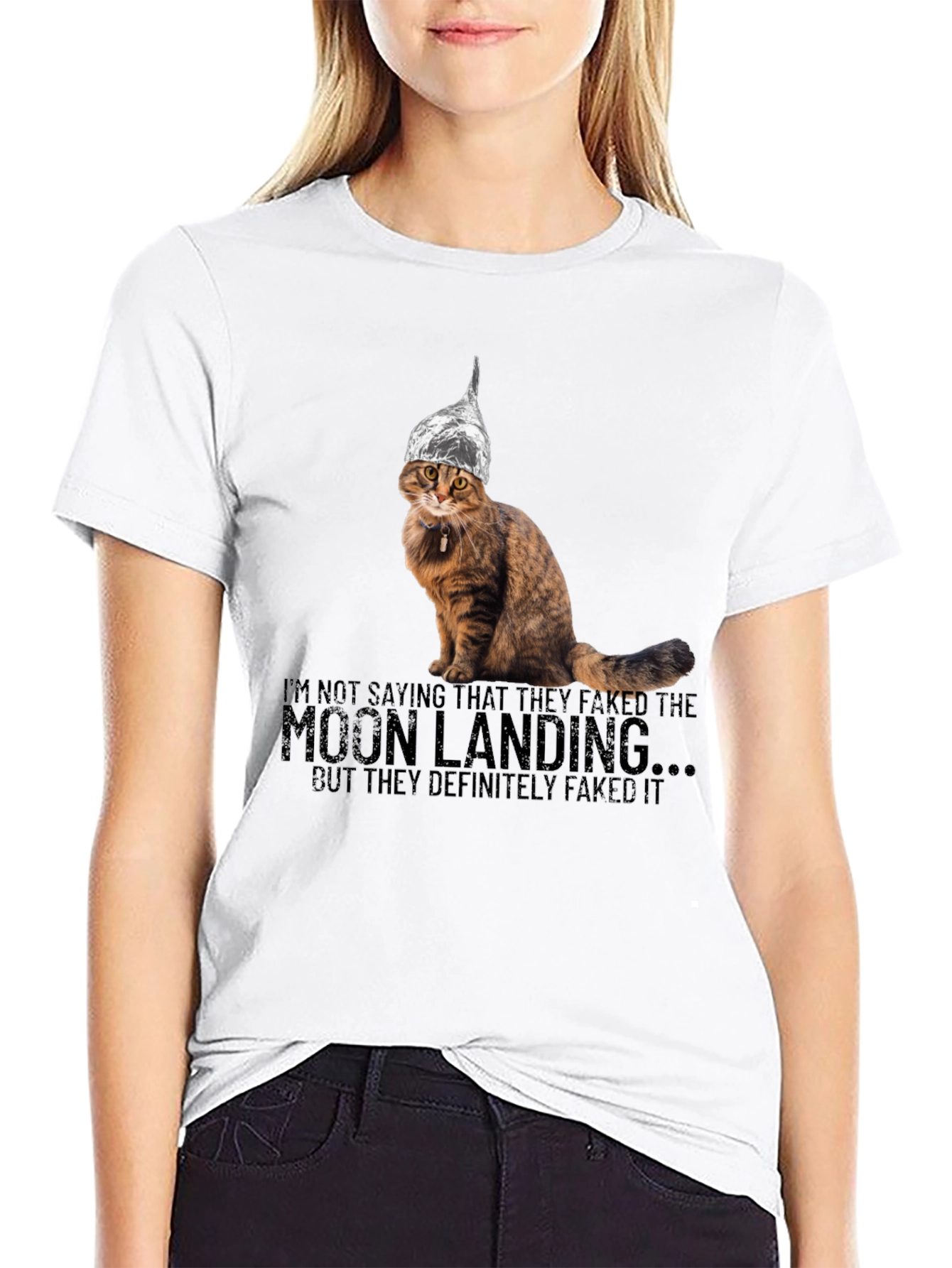 Moon Landing Conspiracy Cat T-Shirt
