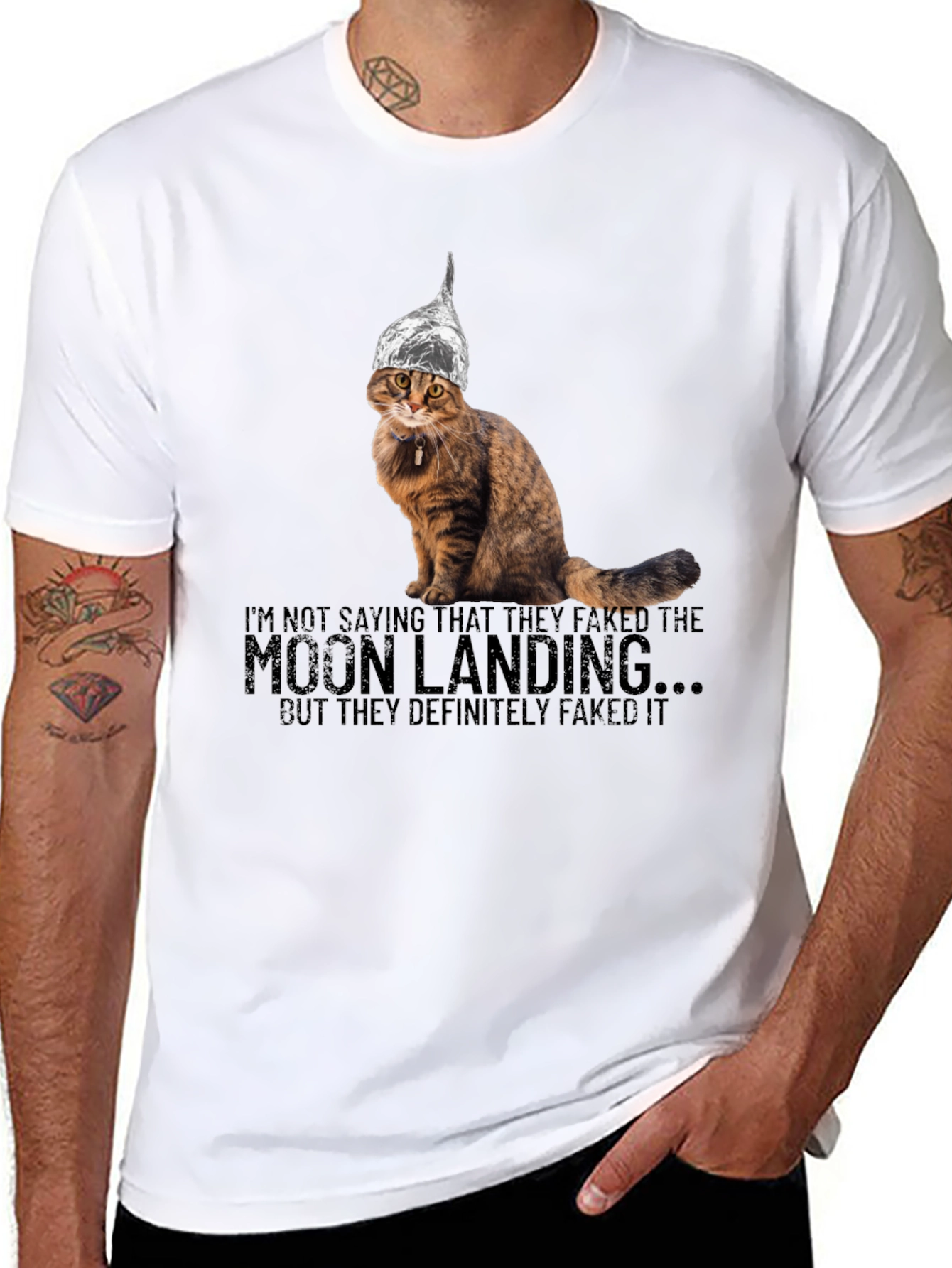 Moon Landing Conspiracy Cat T-Shirt