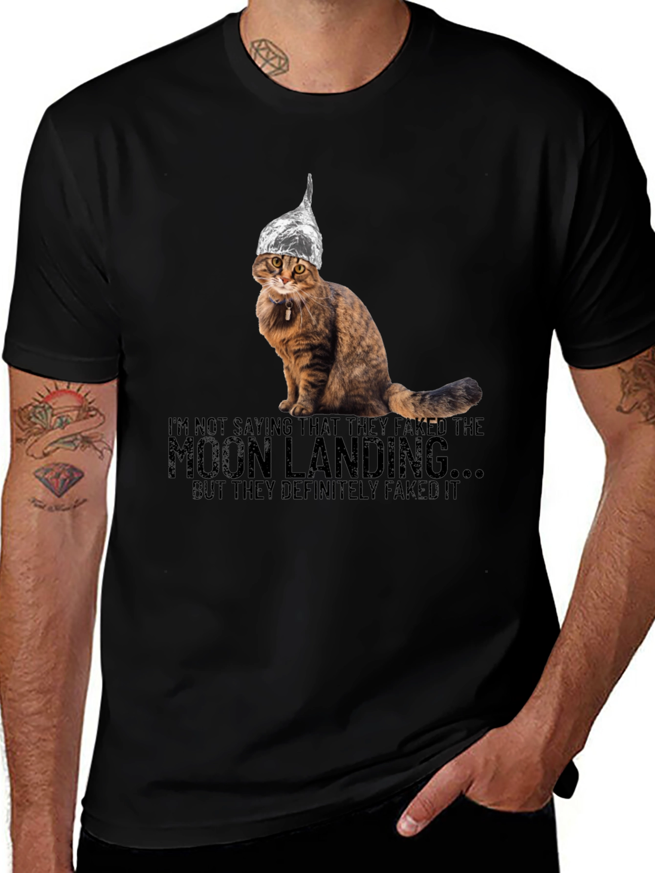 Moon Landing Conspiracy Cat T-Shirt
