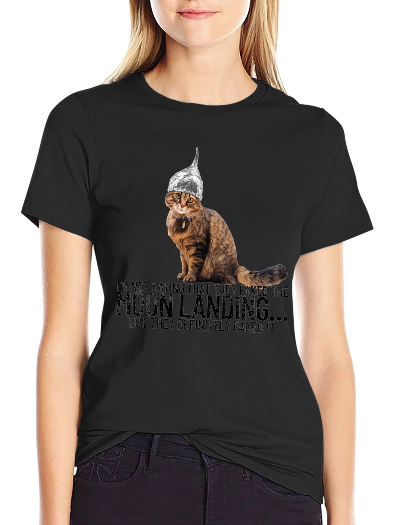 Moon Landing Conspiracy Cat T-Shirt