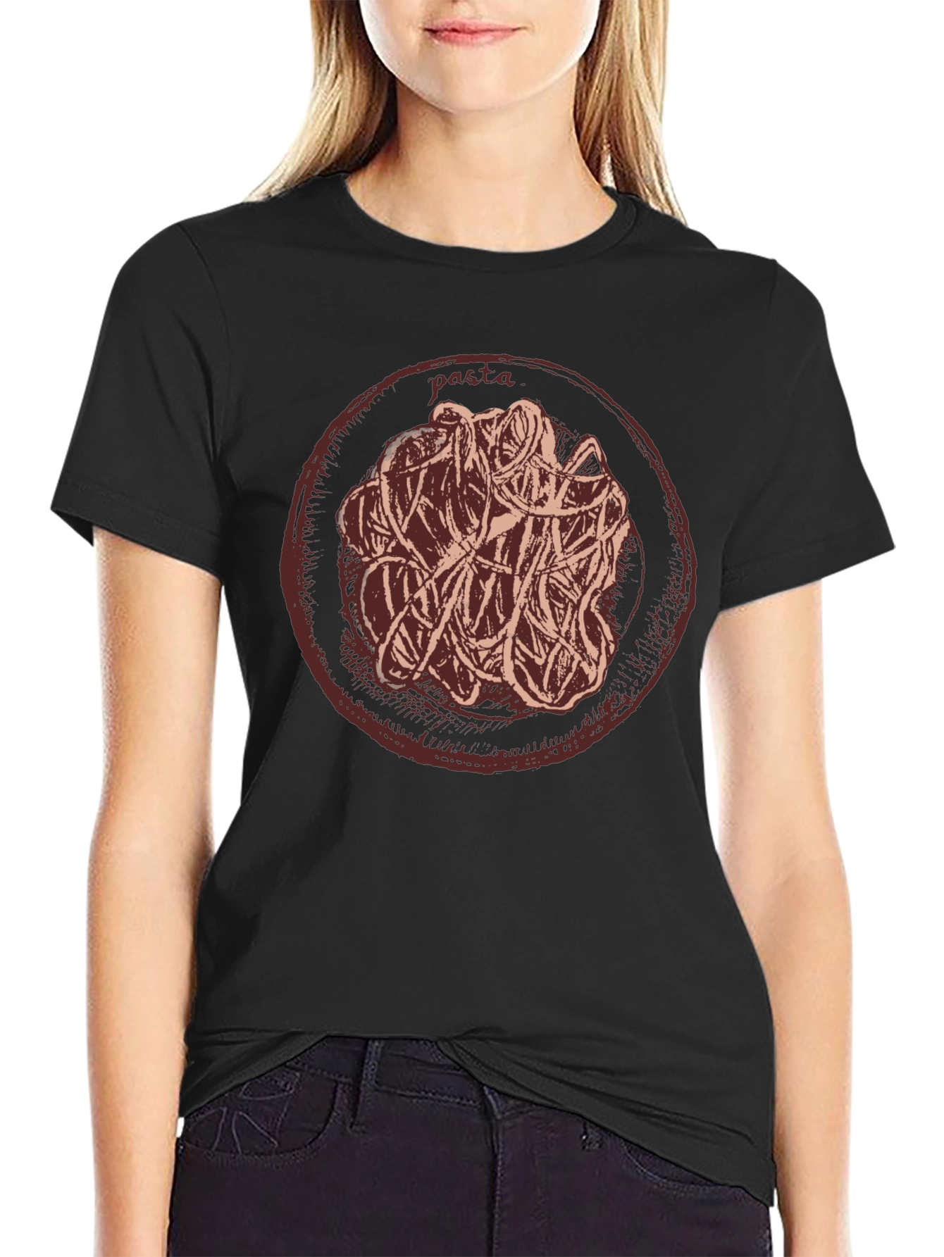 Pasta Graphic T-Shirt Casual Crew Neck Tee