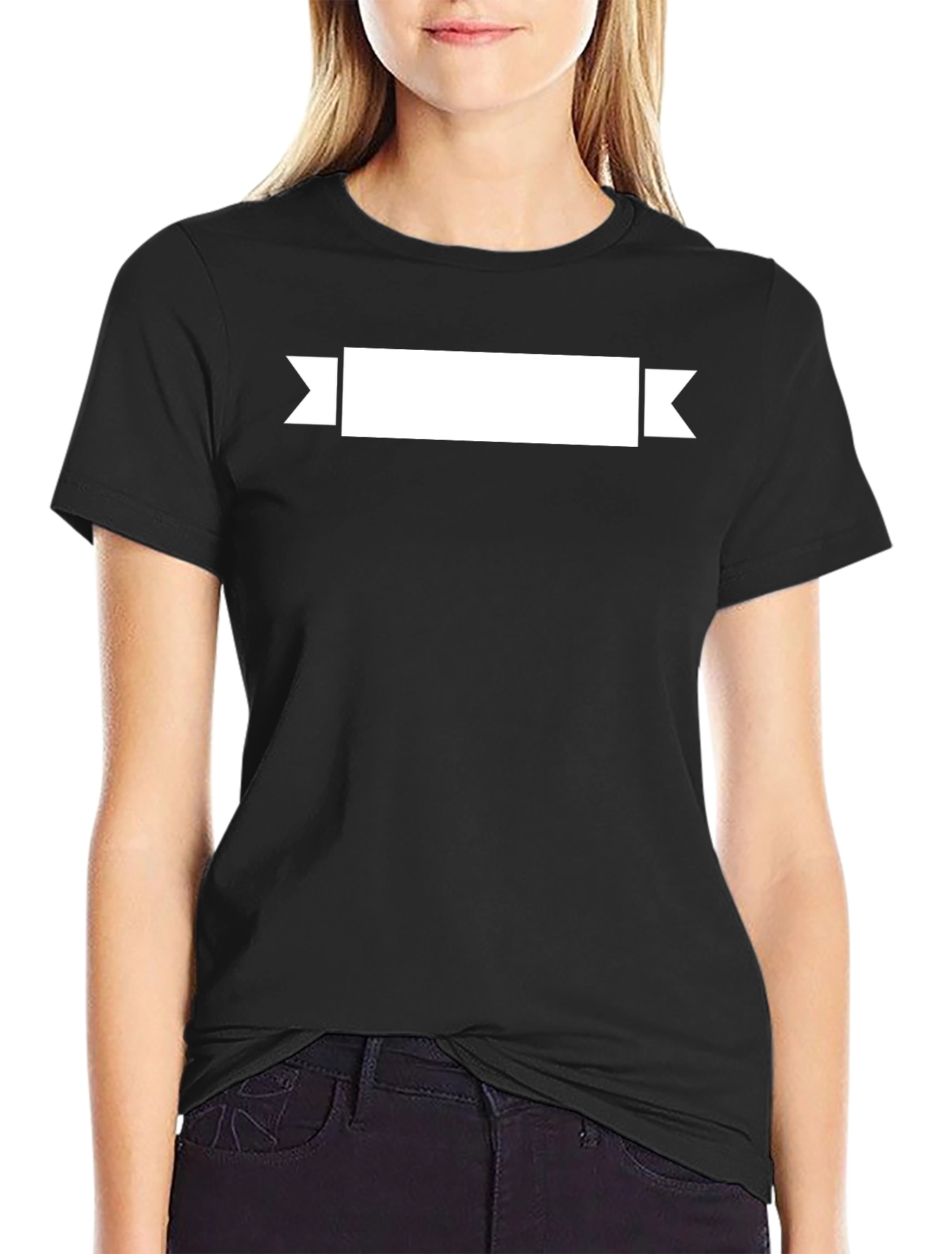Mens Black T-Shirt with Customizable Banner