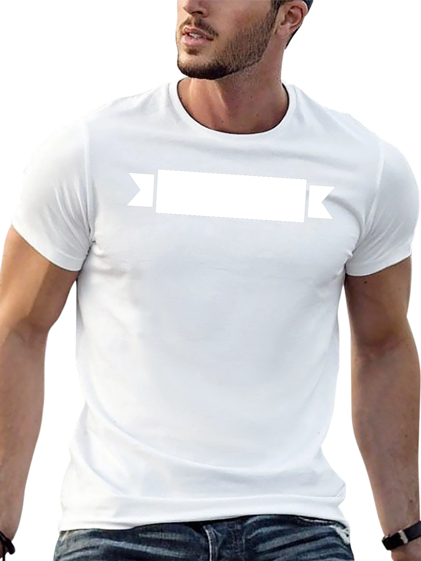 Mens Black T-Shirt with Customizable Banner
