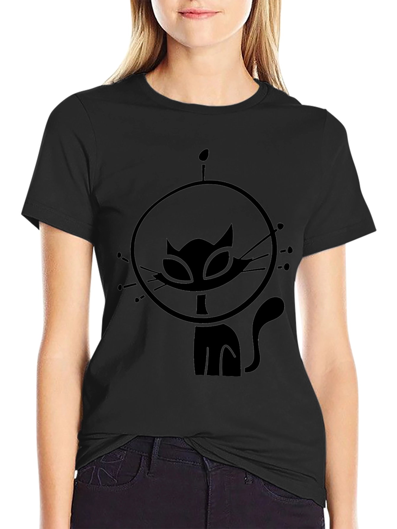 Retro Astronaut Cat Graphic T-Shirt